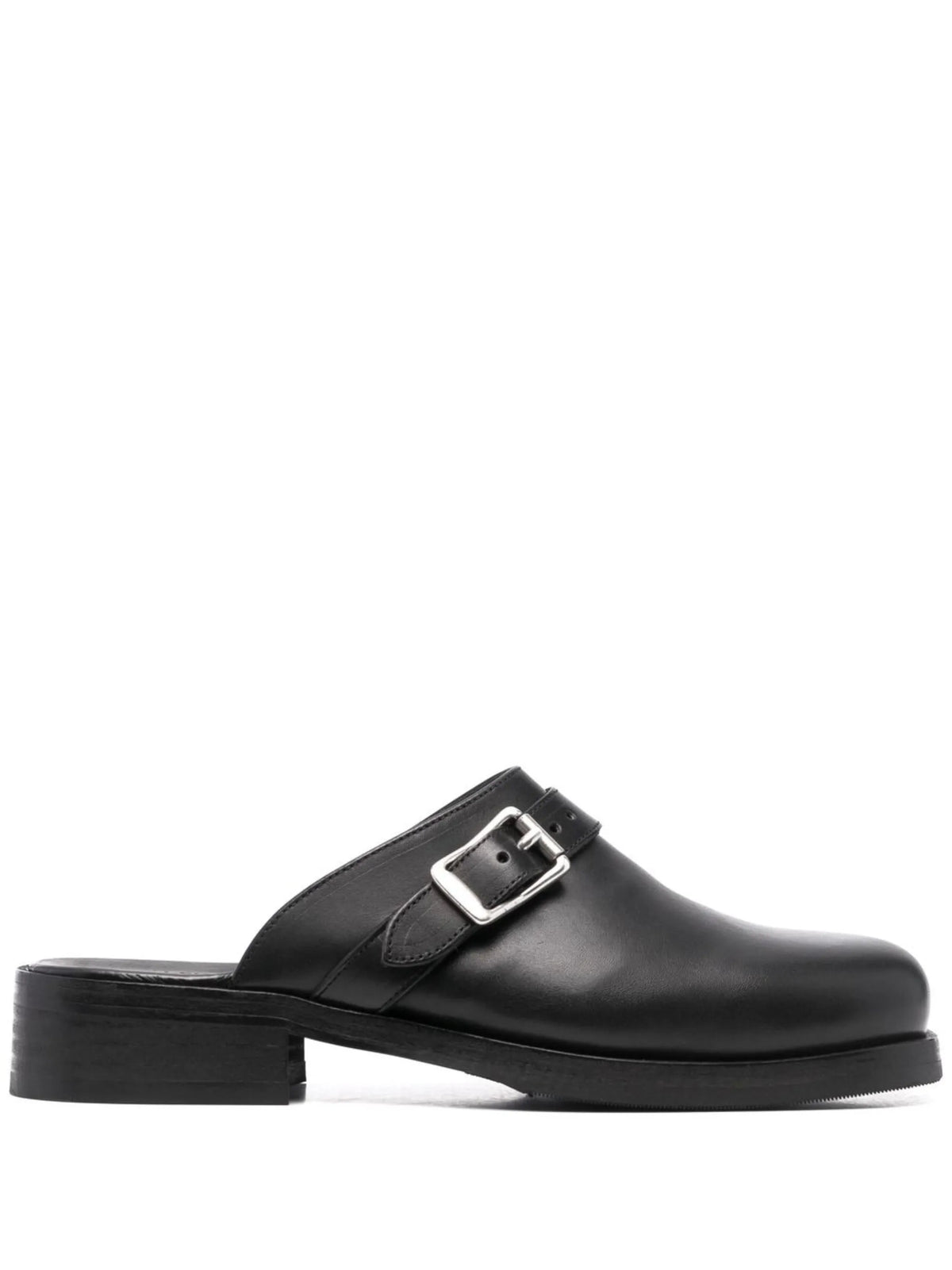 Camion buckle-fastening leather mules
