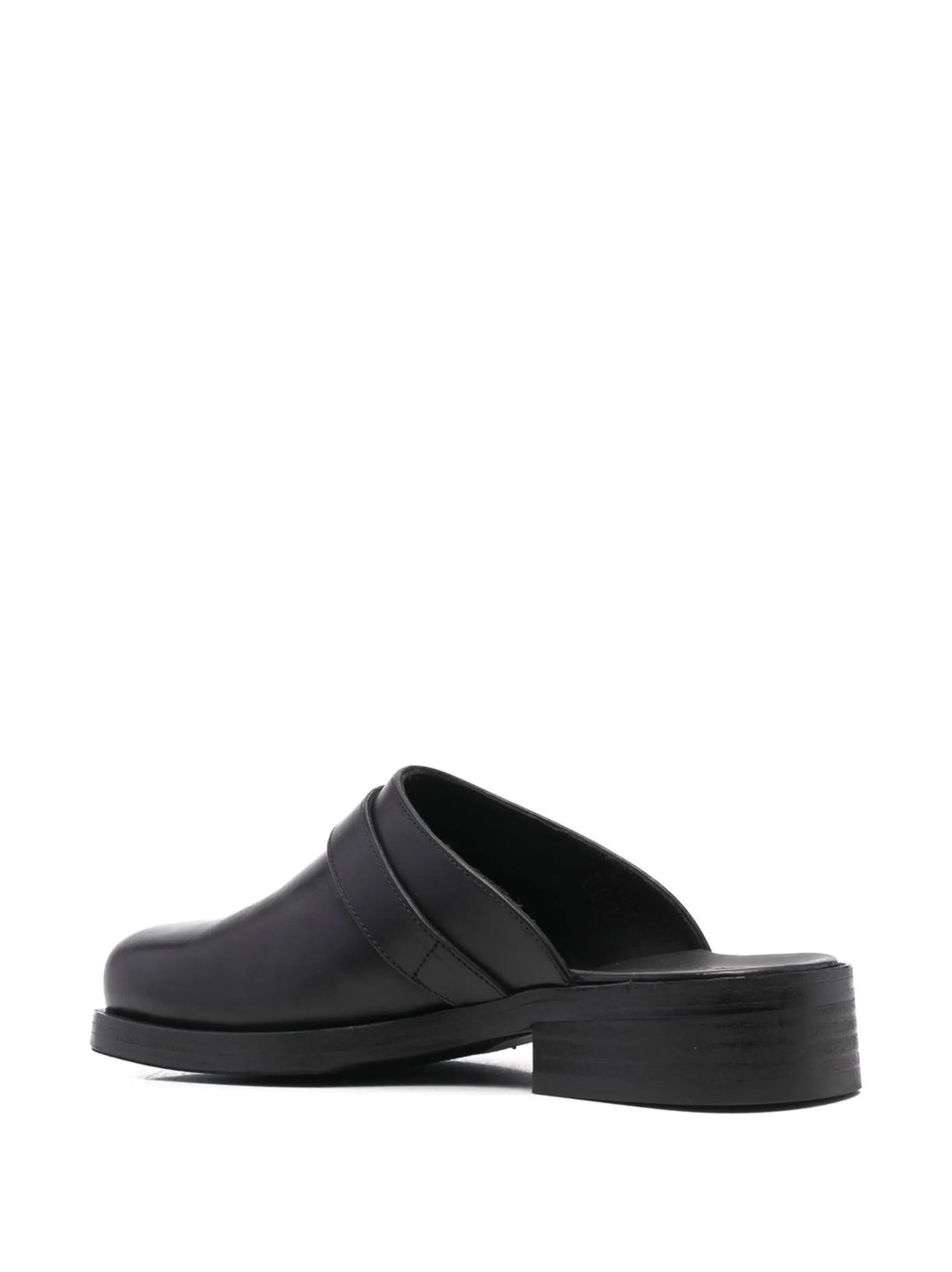 Camion buckle-fastening leather mules