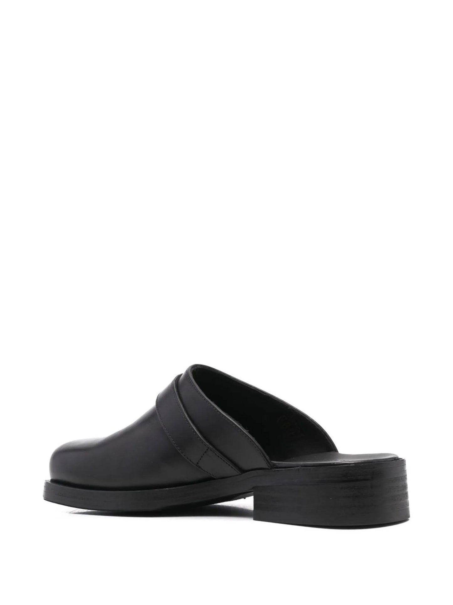 Camion buckle-fastening leather mules