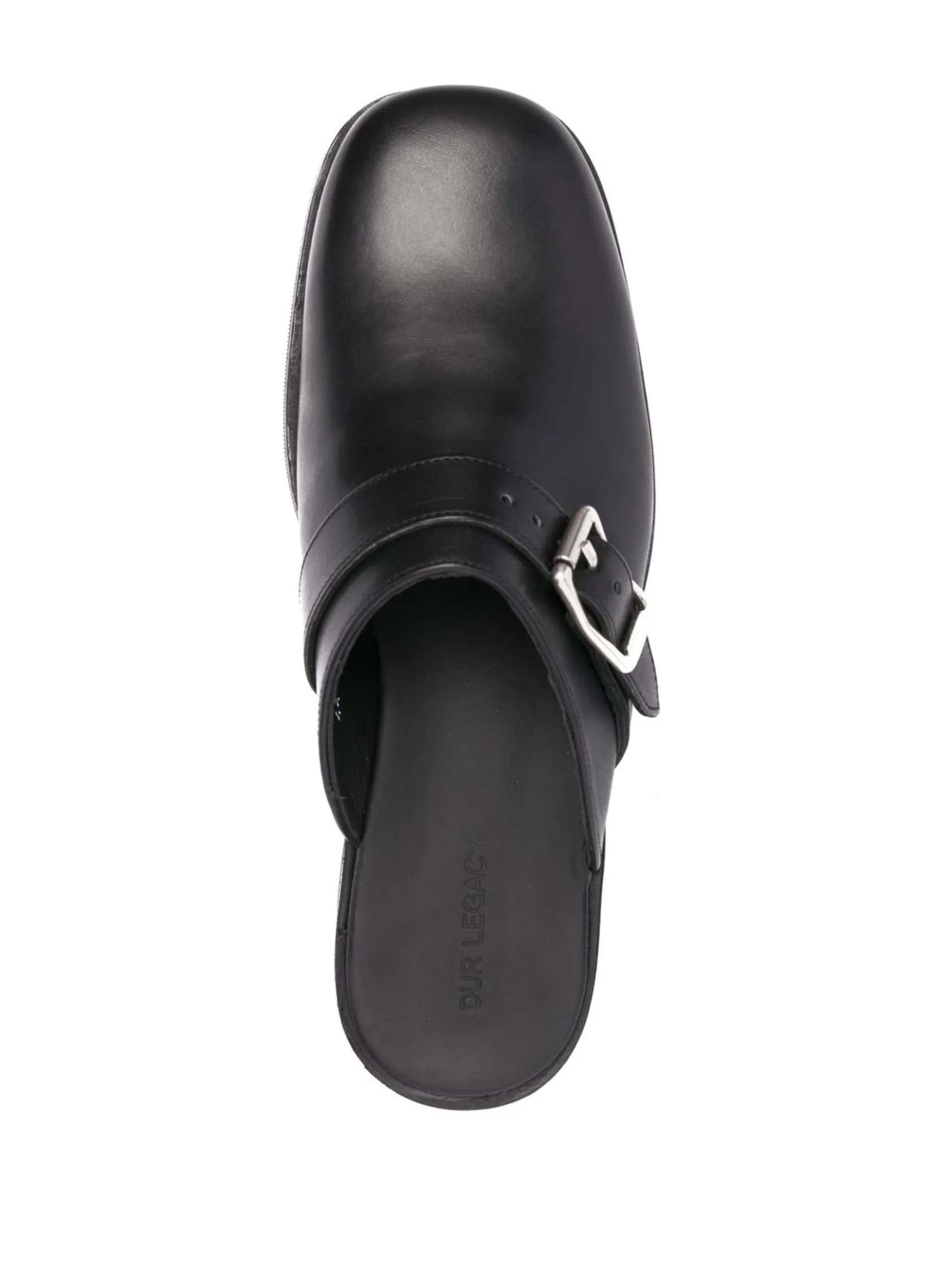 Camion buckle-fastening leather mules