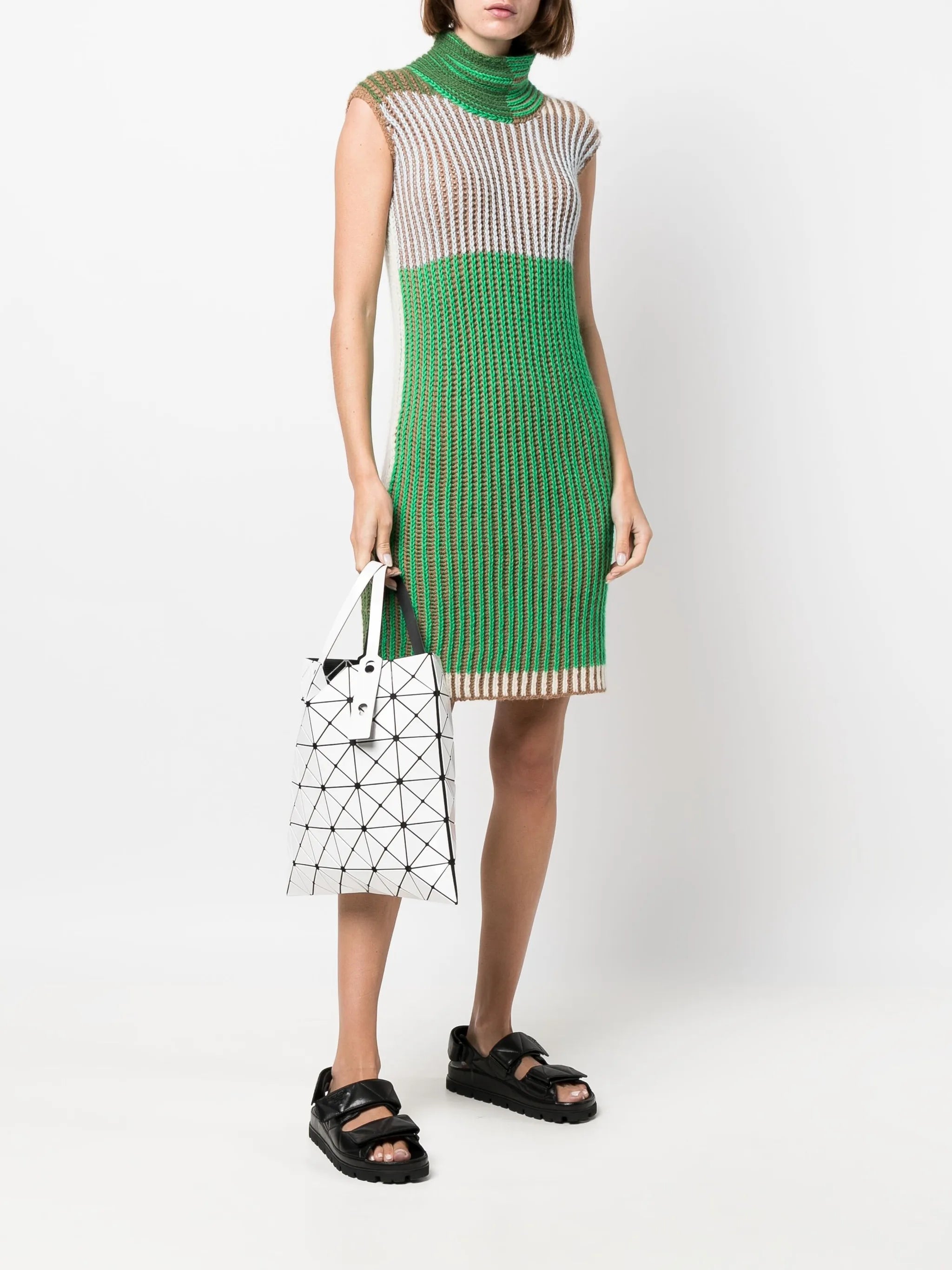 Lucent geometric-panelled tote bag
