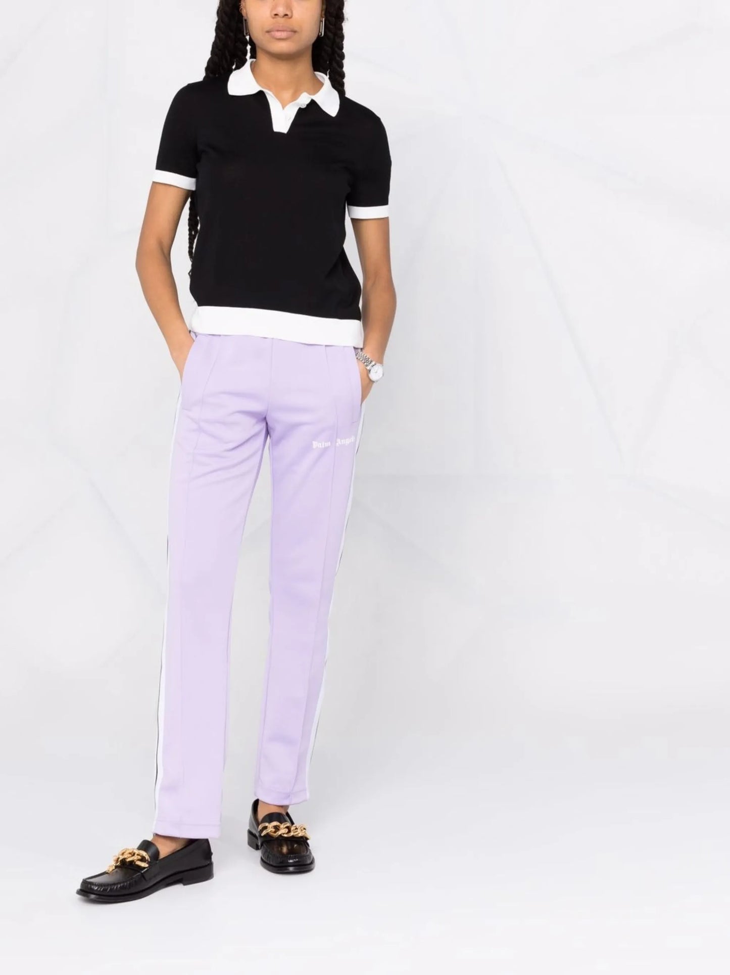 short-sleeved wool polo top
