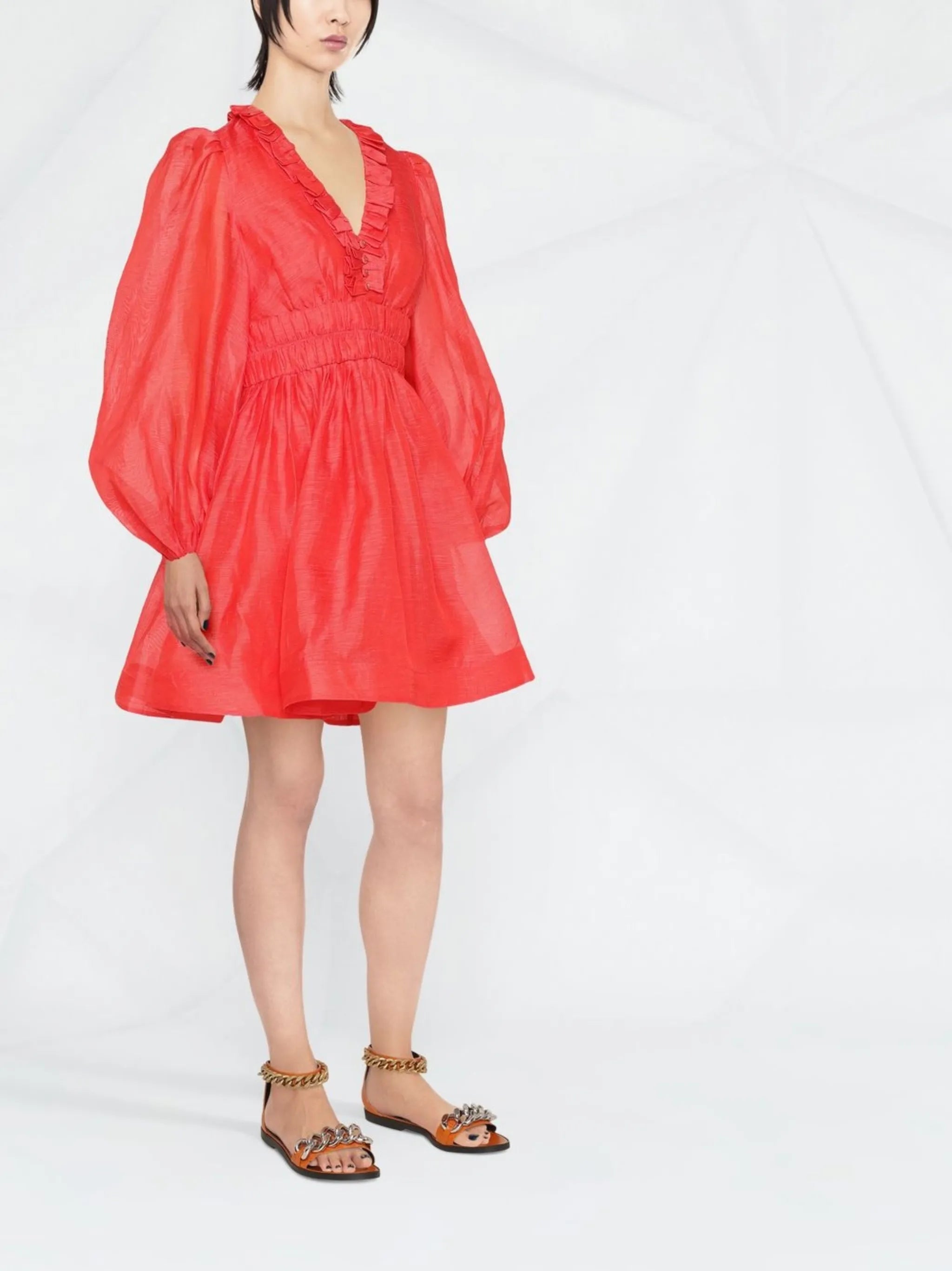 V-neck flared mini dress