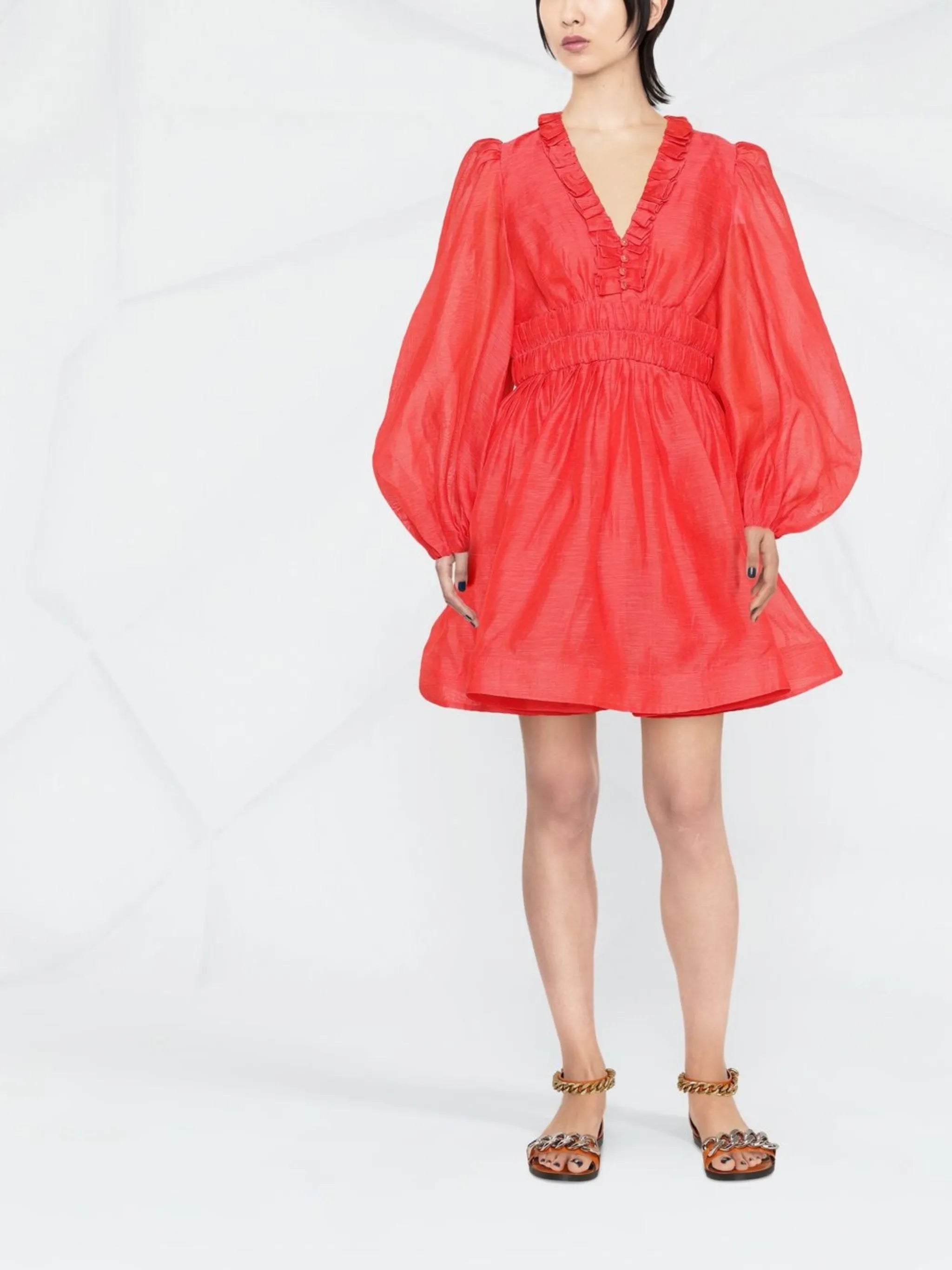 V-neck flared mini dress