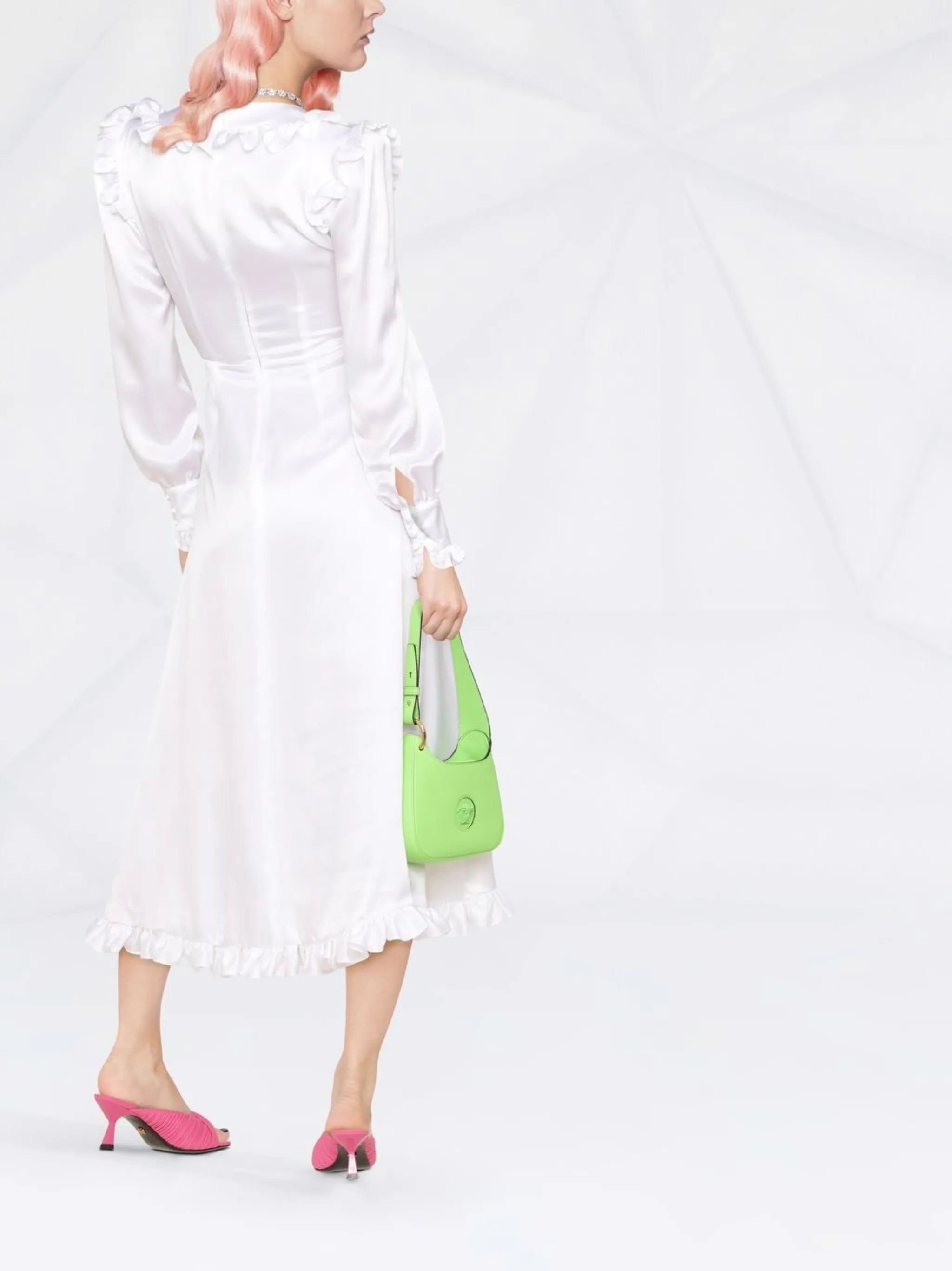 ruffle-trim belted dress