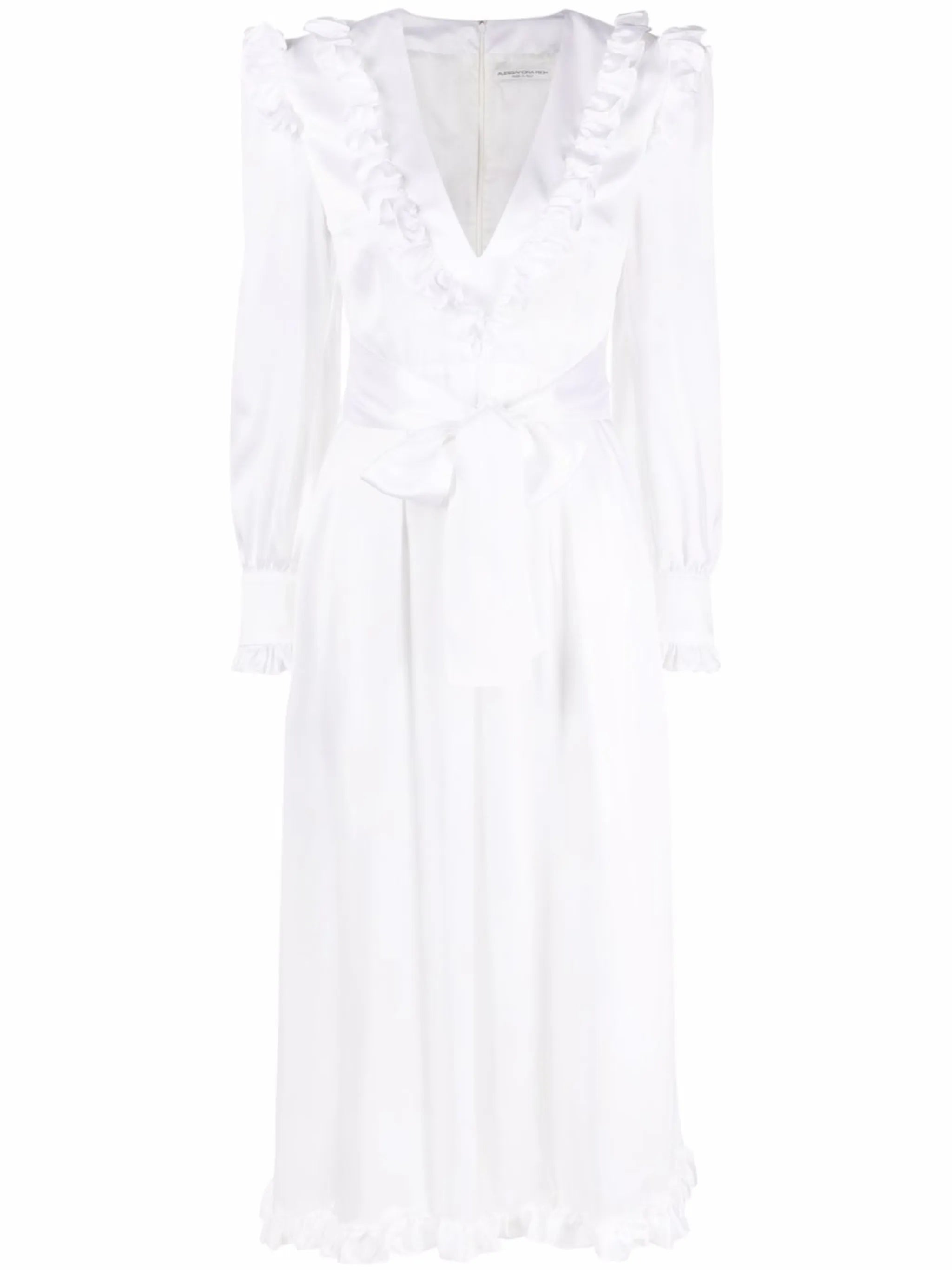 ruffle-trim belted dress