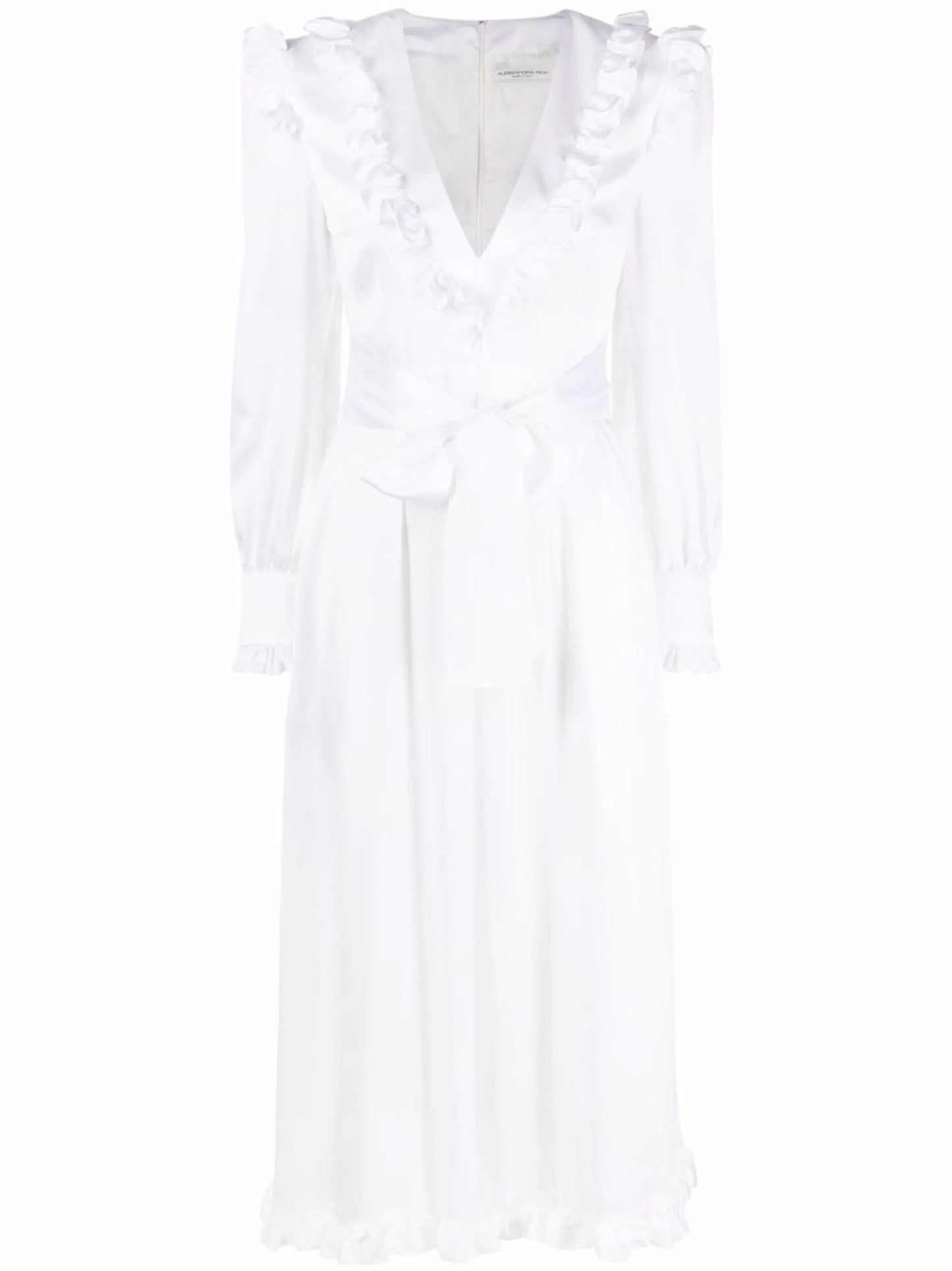 ruffle-trim belted dress