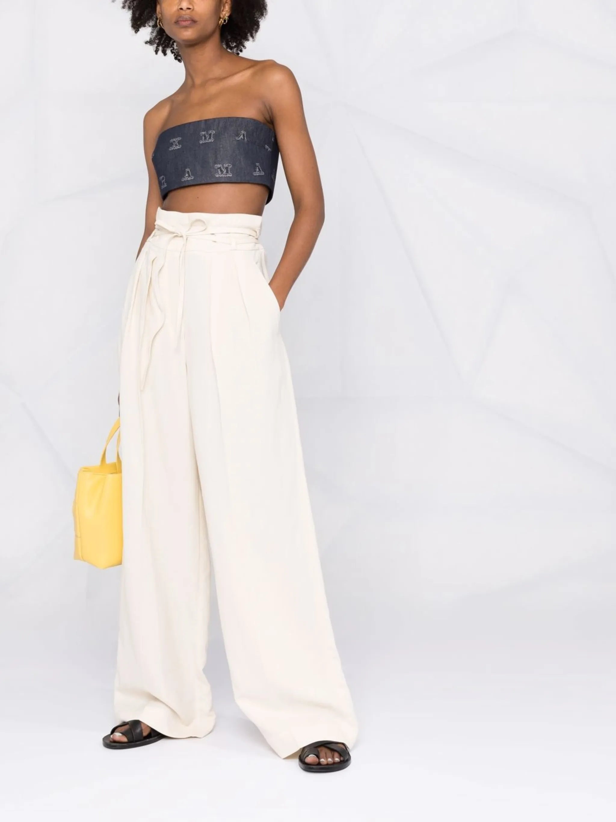 high-waisted wide-leg trousers