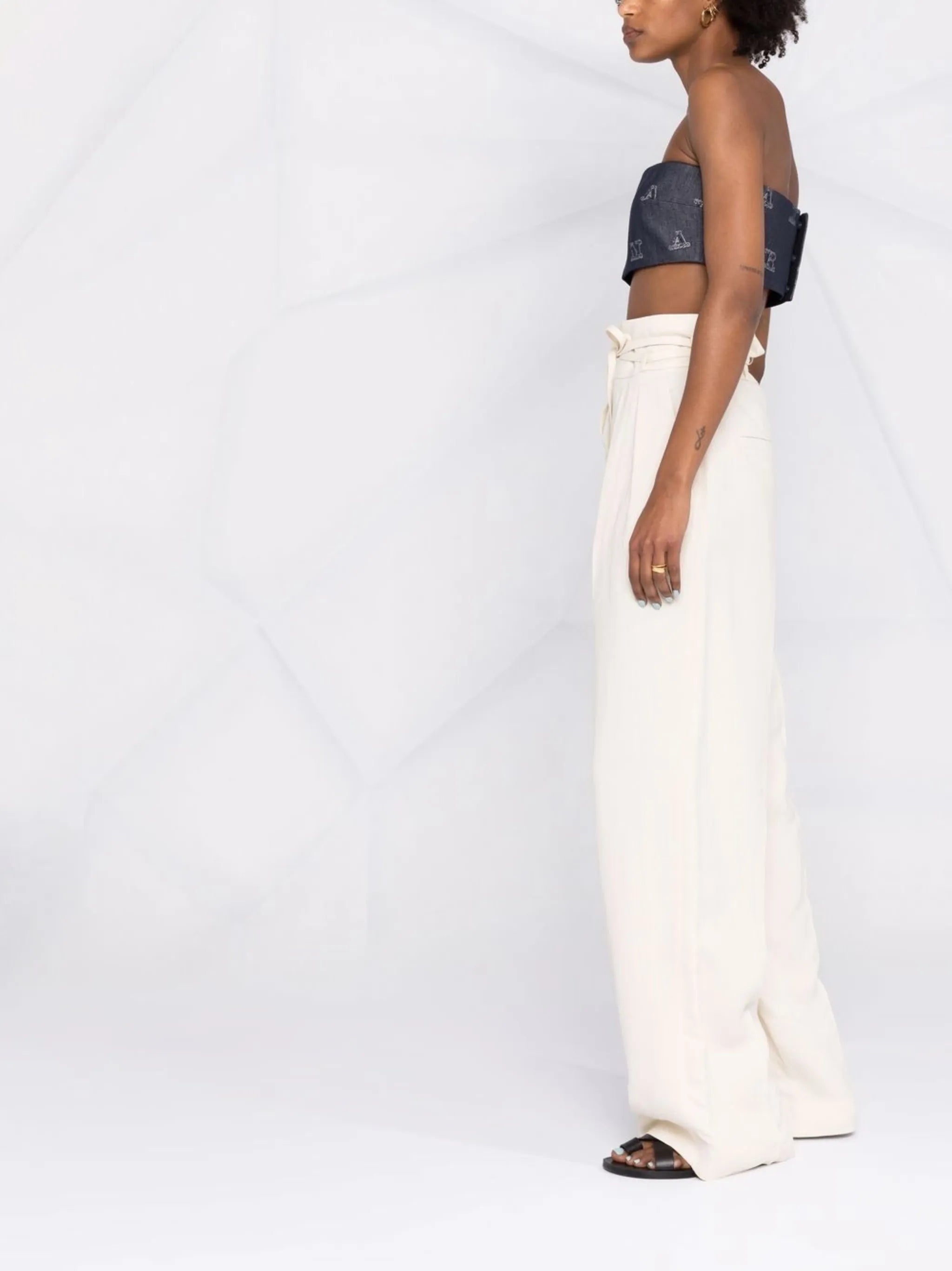 high-waisted wide-leg trousers