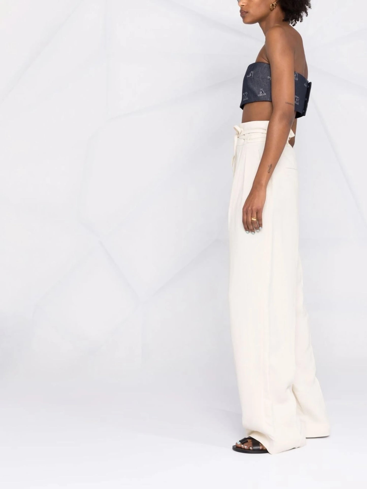 high-waisted wide-leg trousers