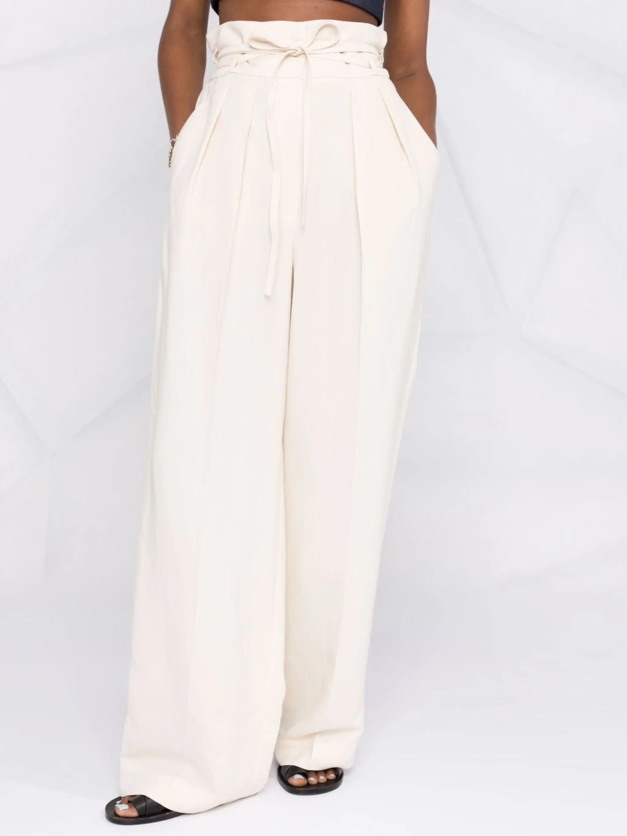 high-waisted wide-leg trousers