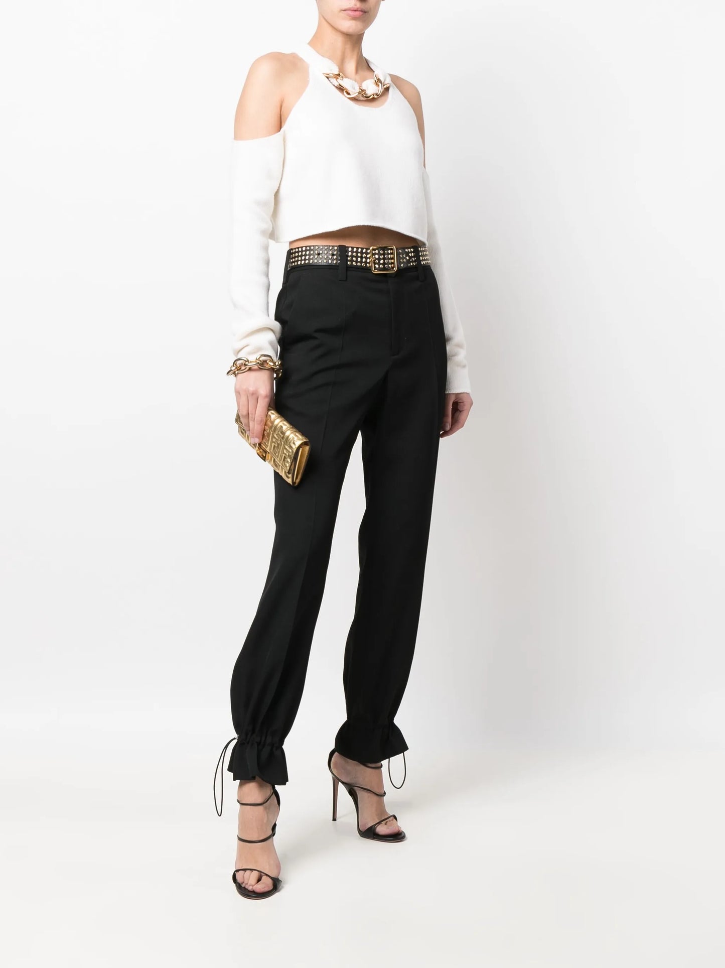 cold-shoulder knitted crop top