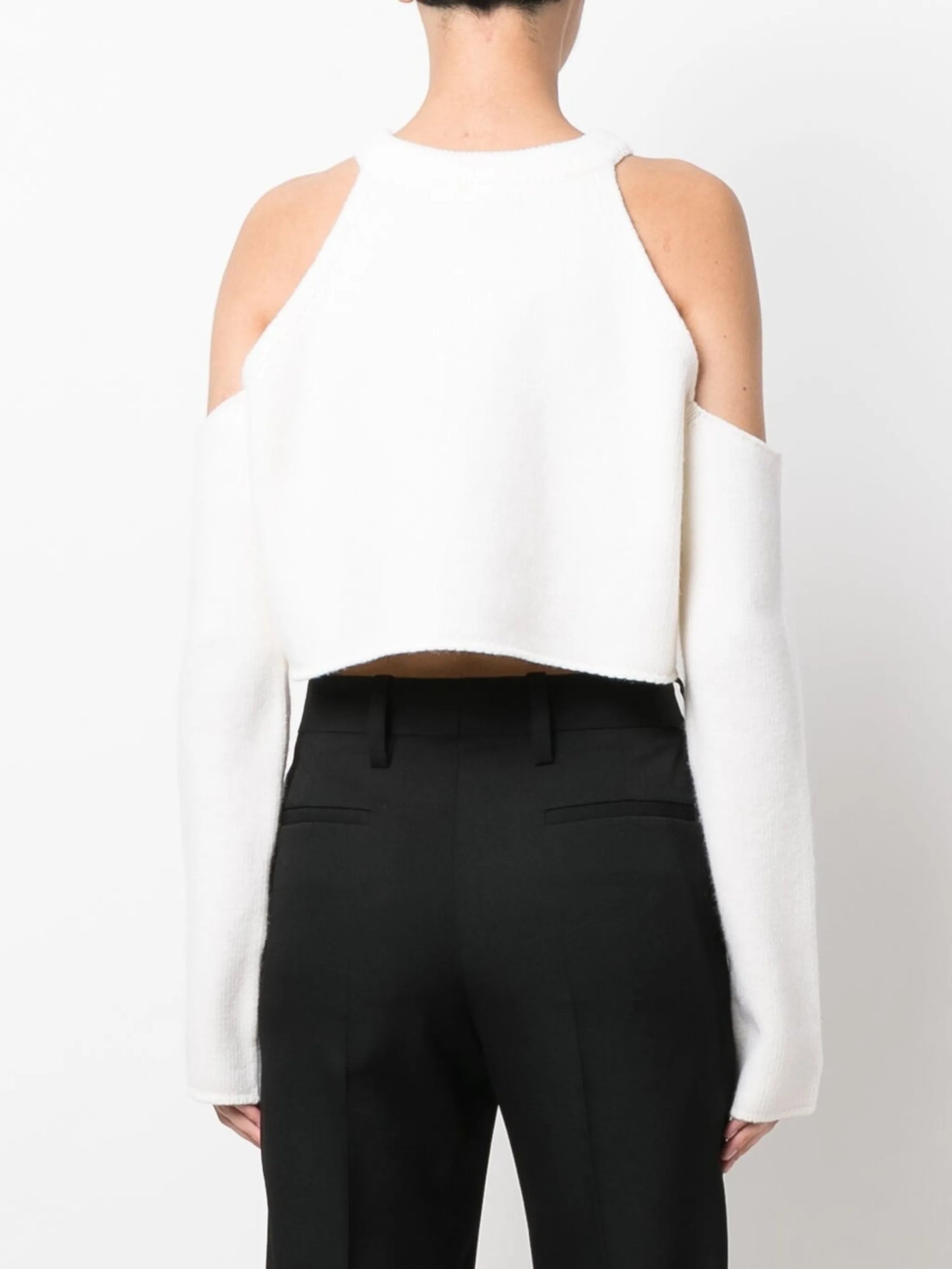 cold-shoulder knitted crop top