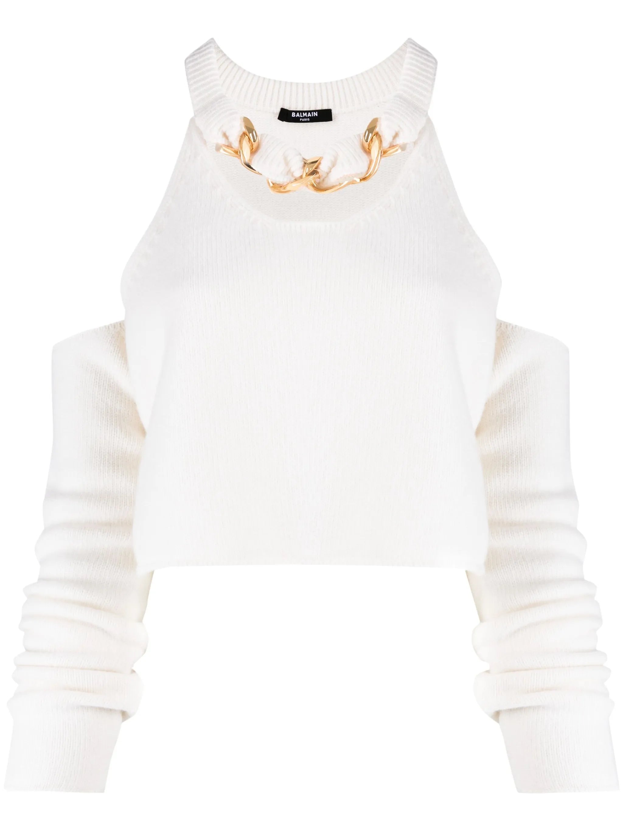 cold-shoulder knitted crop top