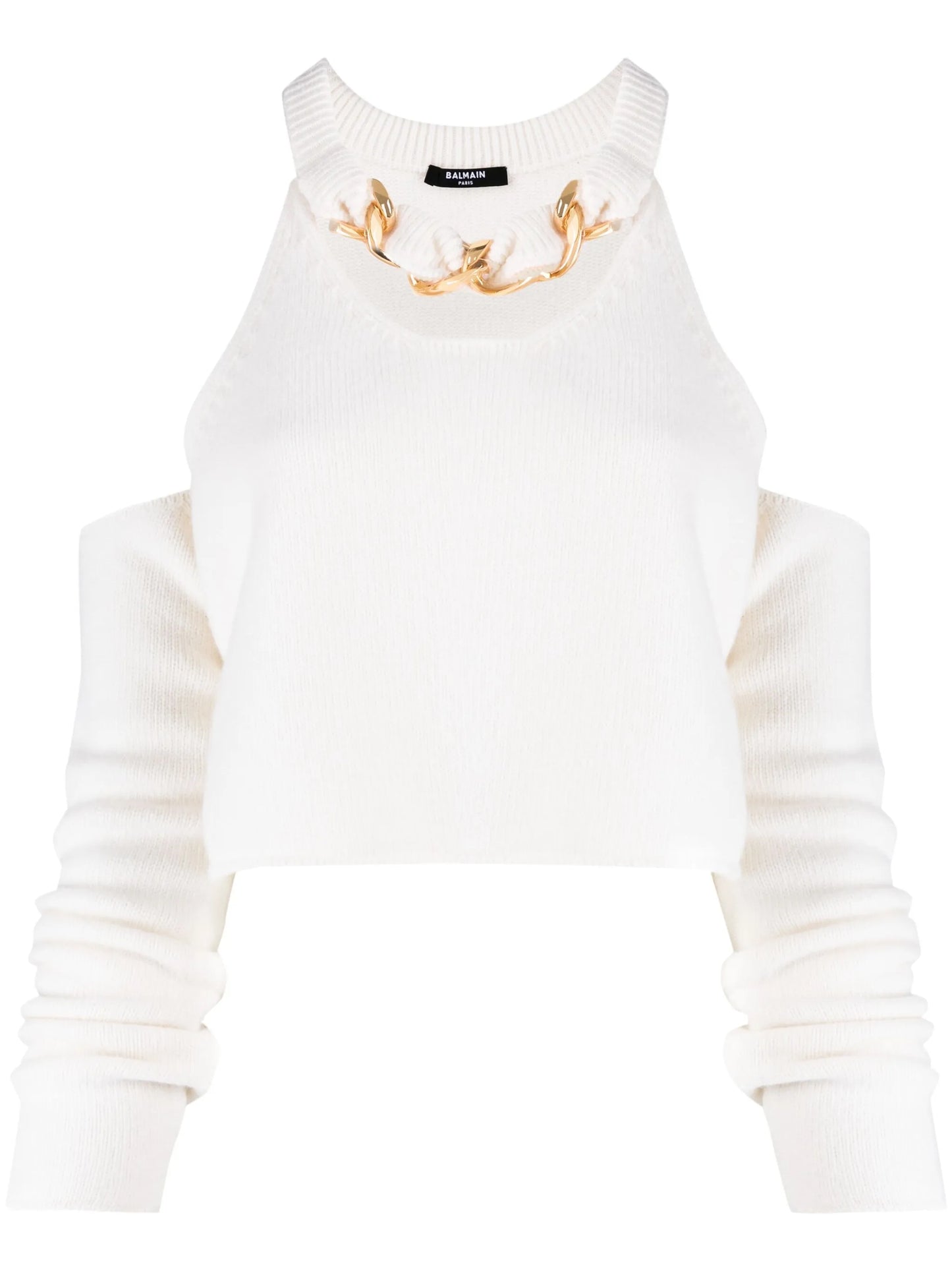 cold-shoulder knitted crop top