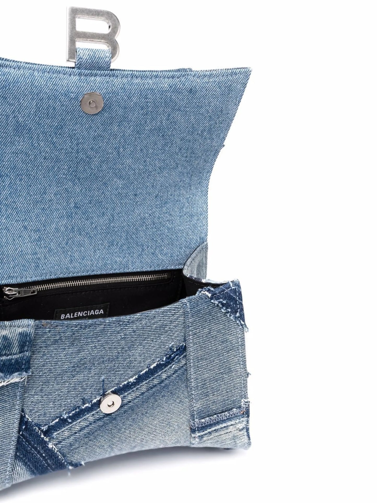 logo-print denim satchel bag