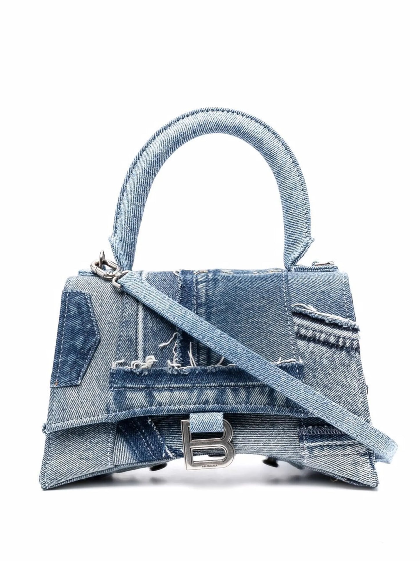 logo-print denim satchel bag