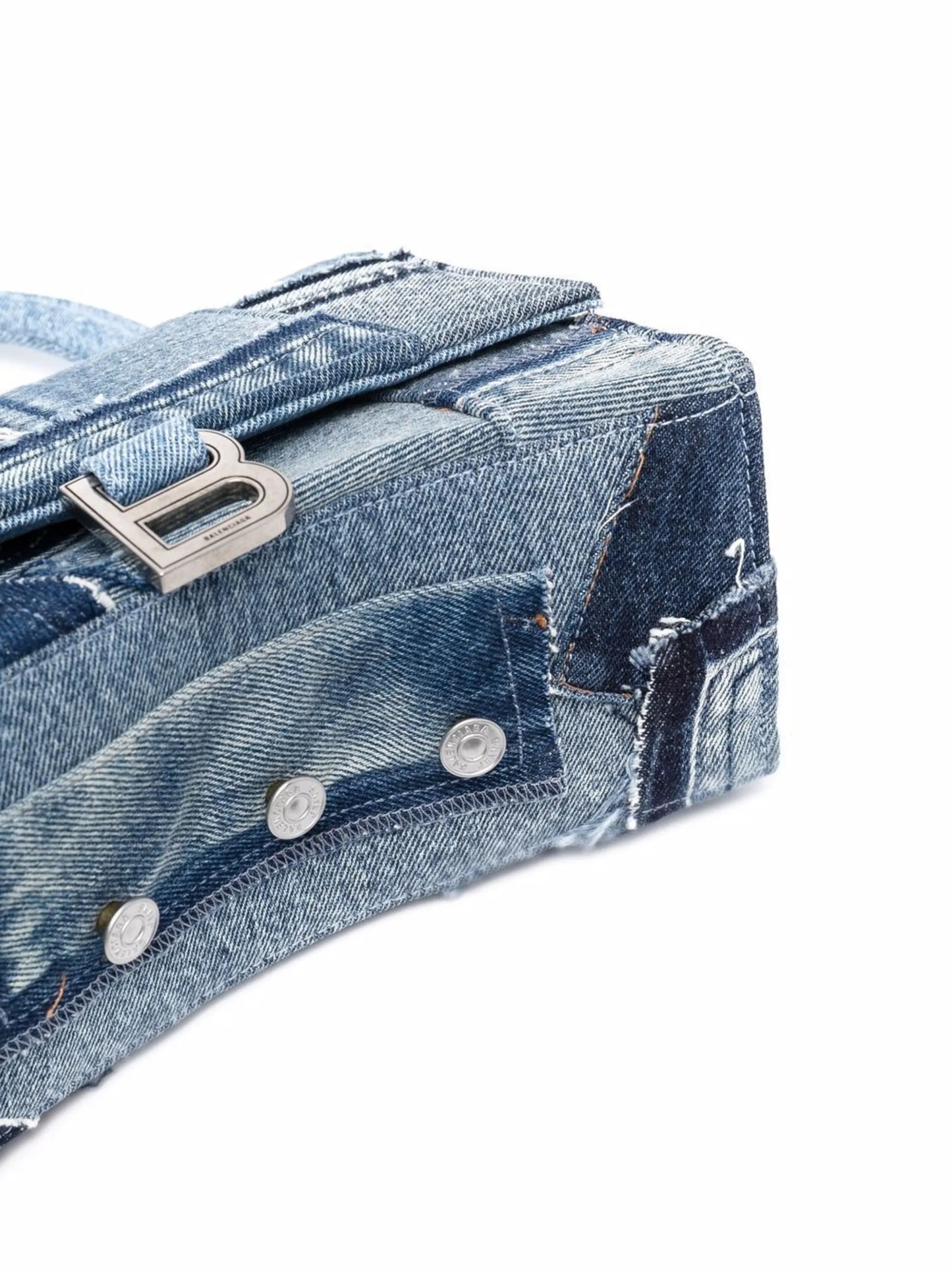 logo-print denim satchel bag