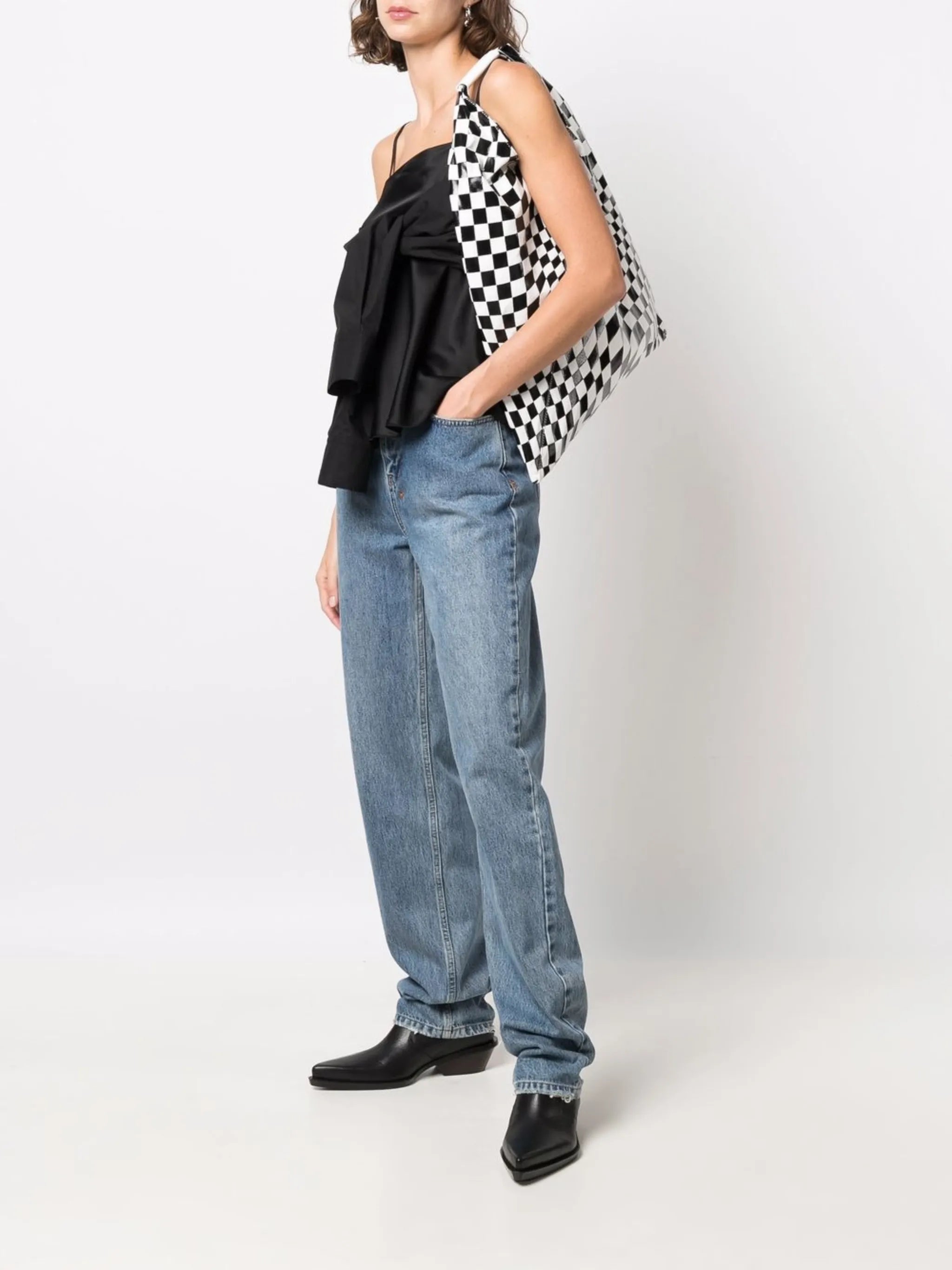 illusional-print tote bag