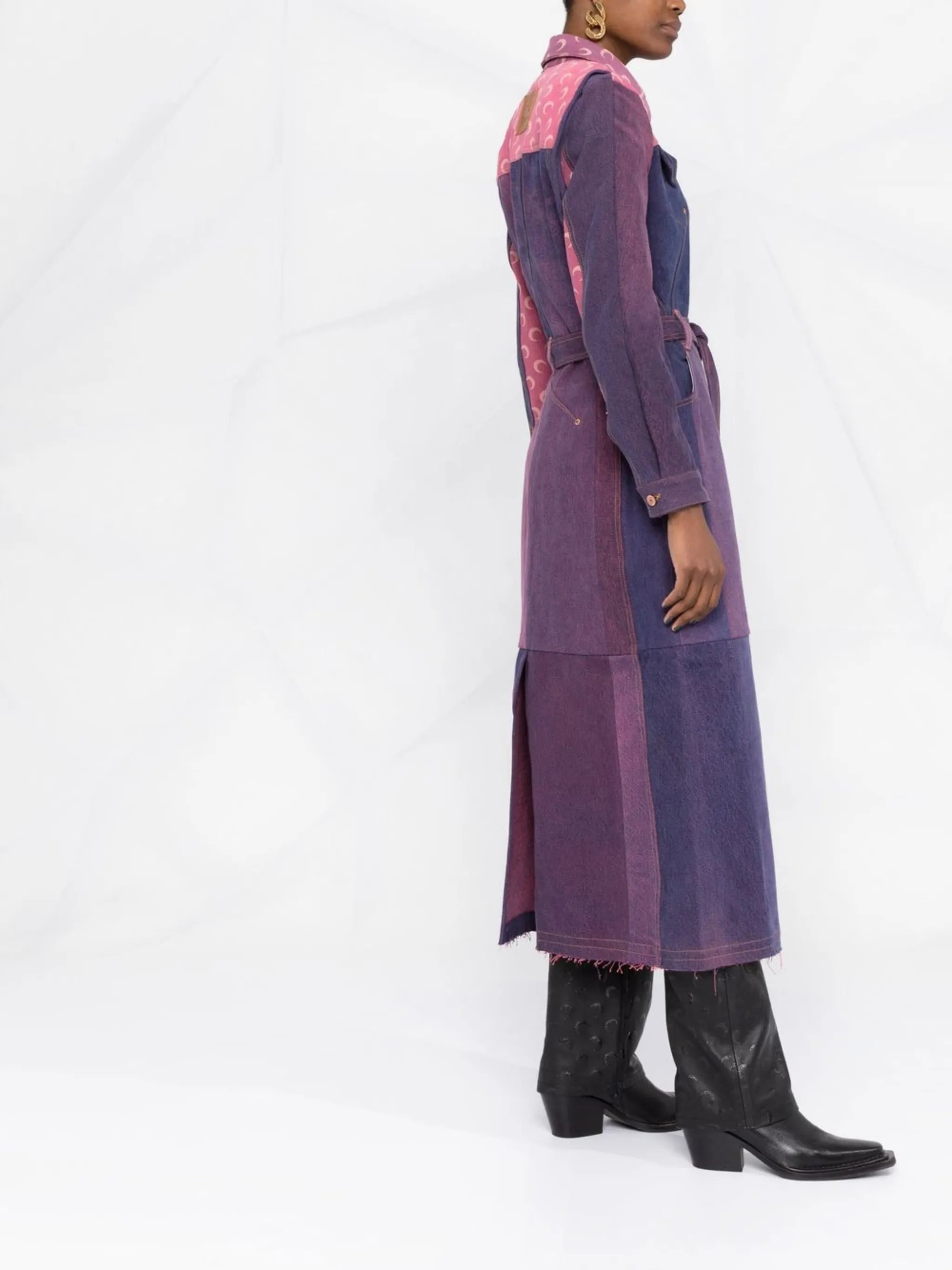 logo-print colour-block trench coat