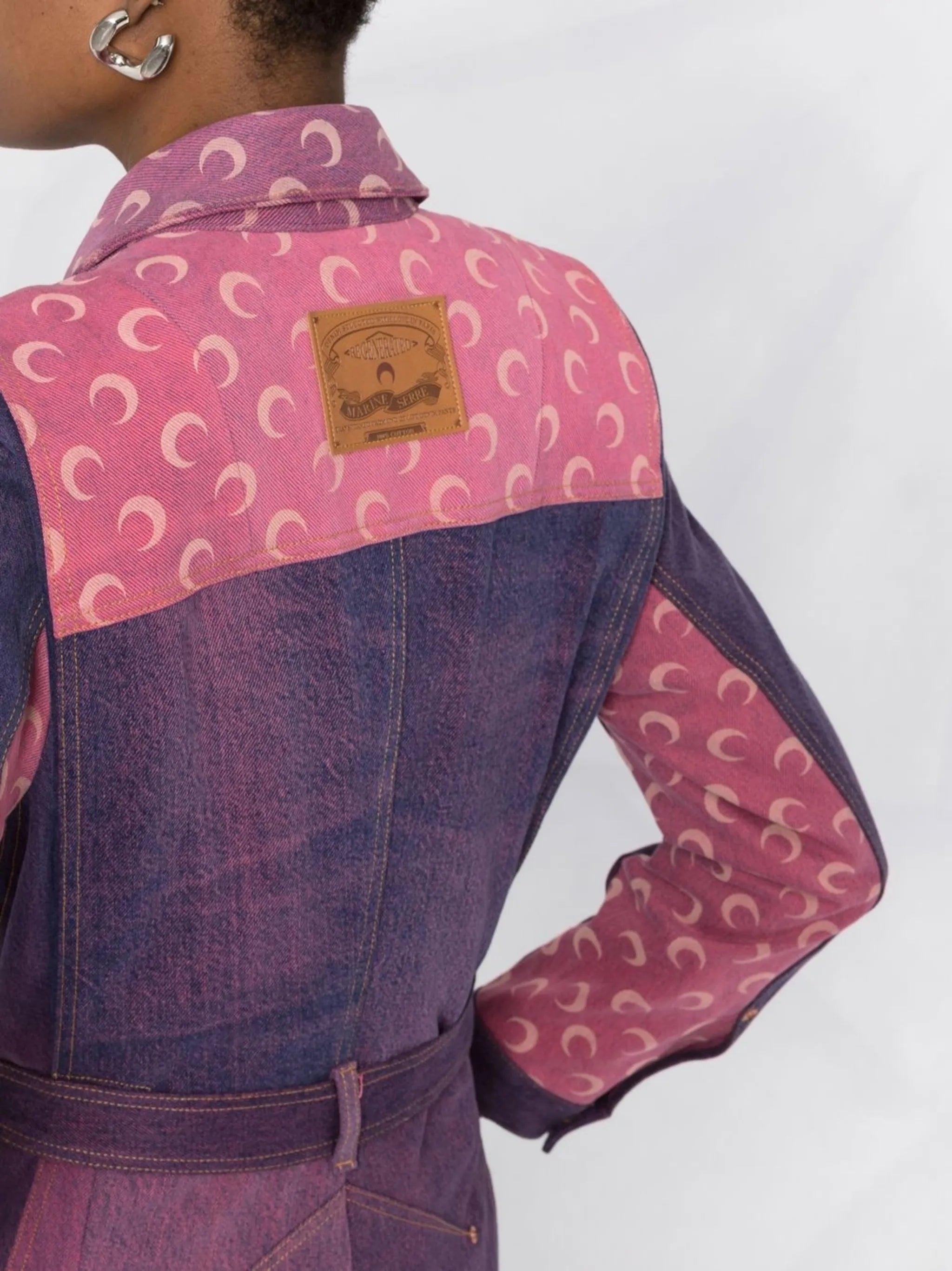 logo-print colour-block trench coat