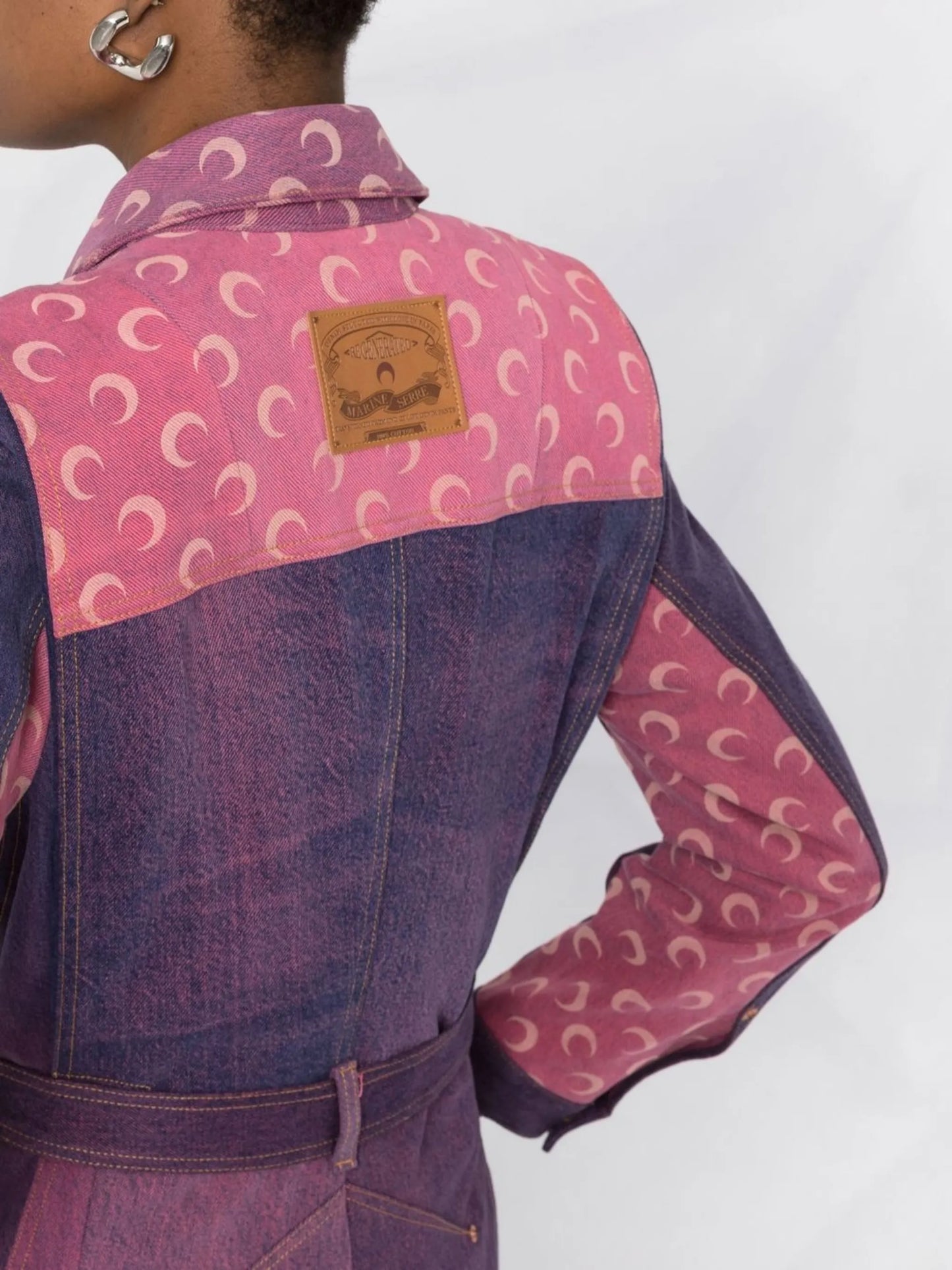 logo-print colour-block trench coat