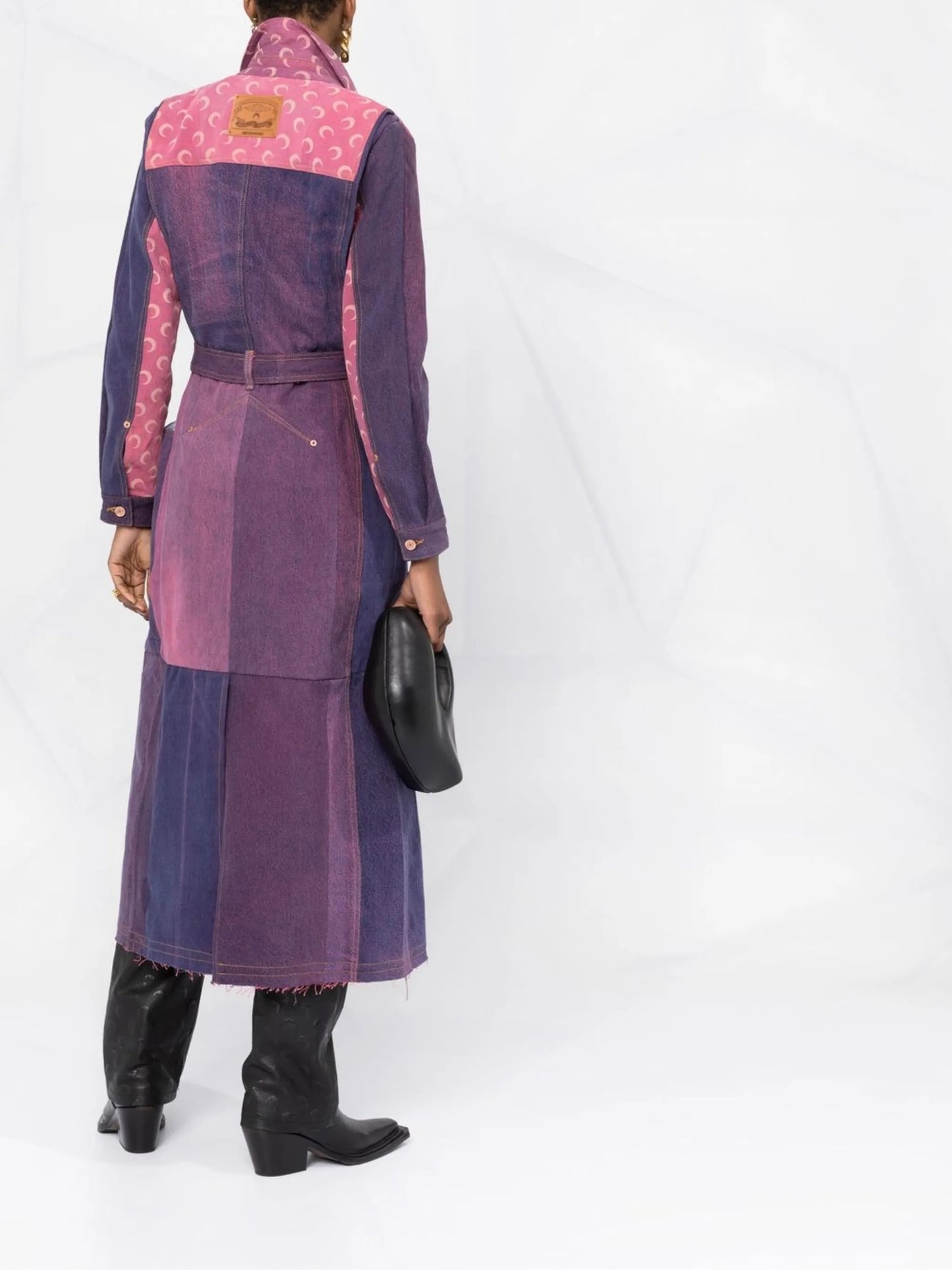 logo-print colour-block trench coat