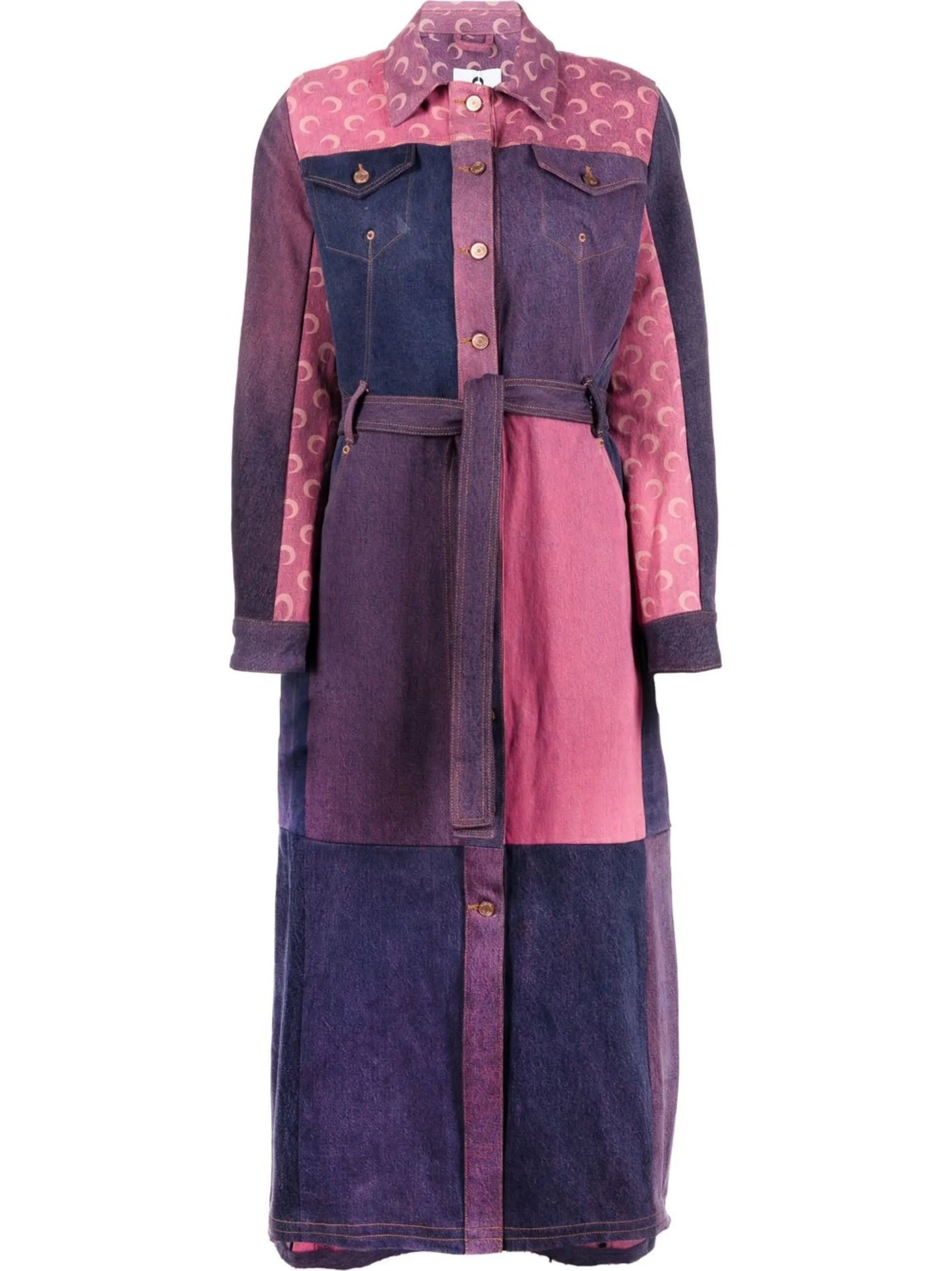 logo-print colour-block trench coat