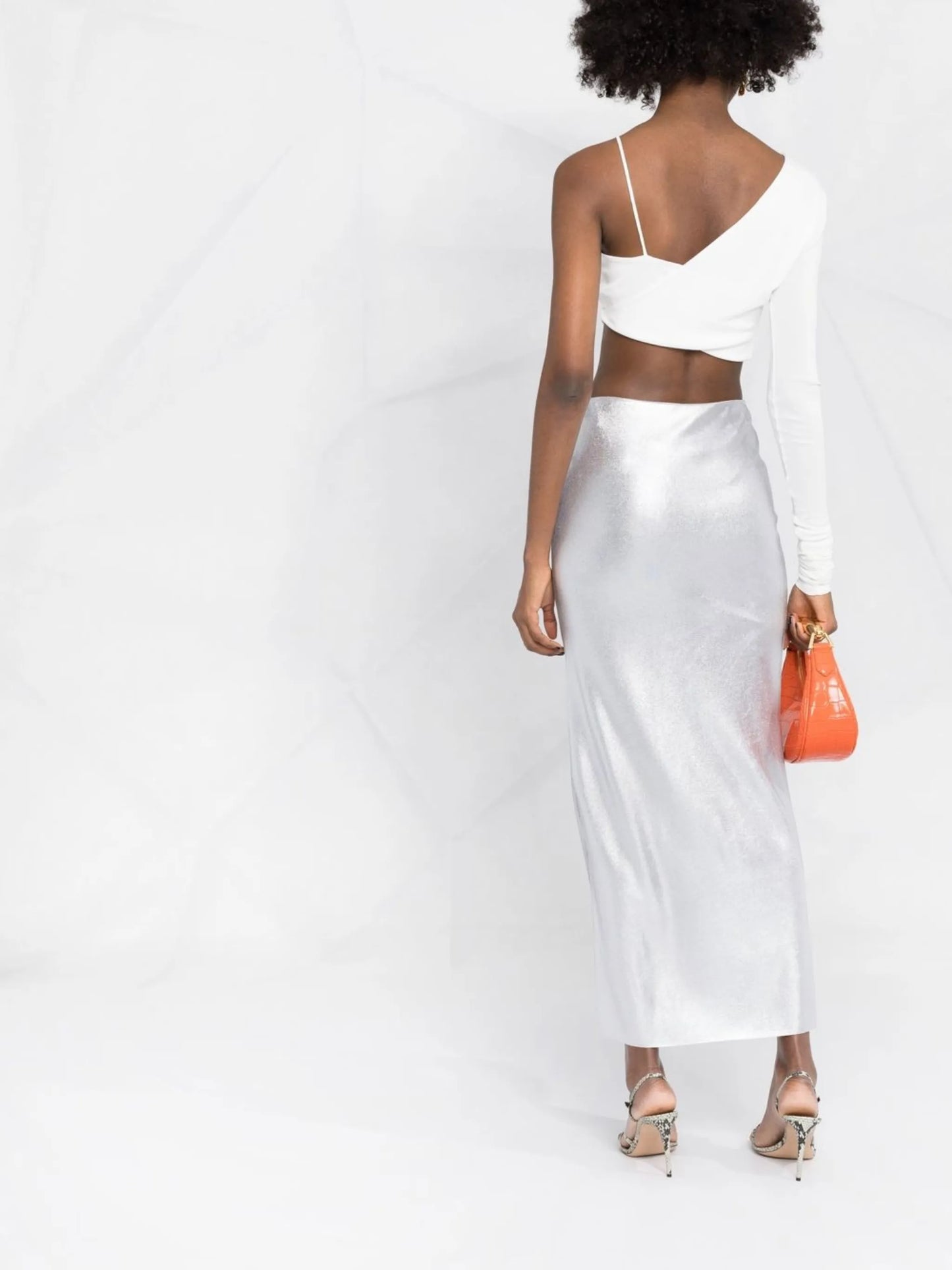 metallic high-waist skirt