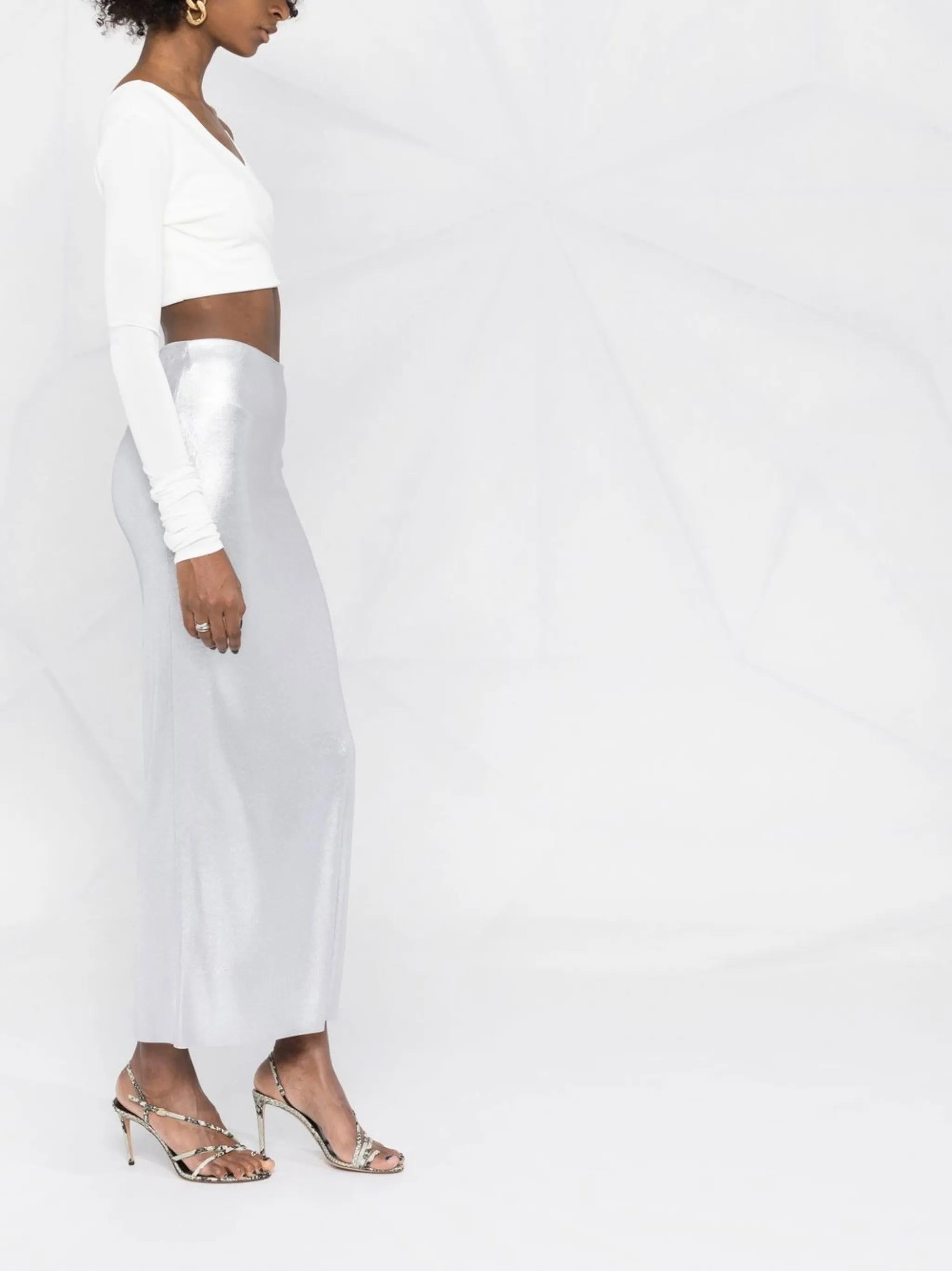 metallic high-waist skirt