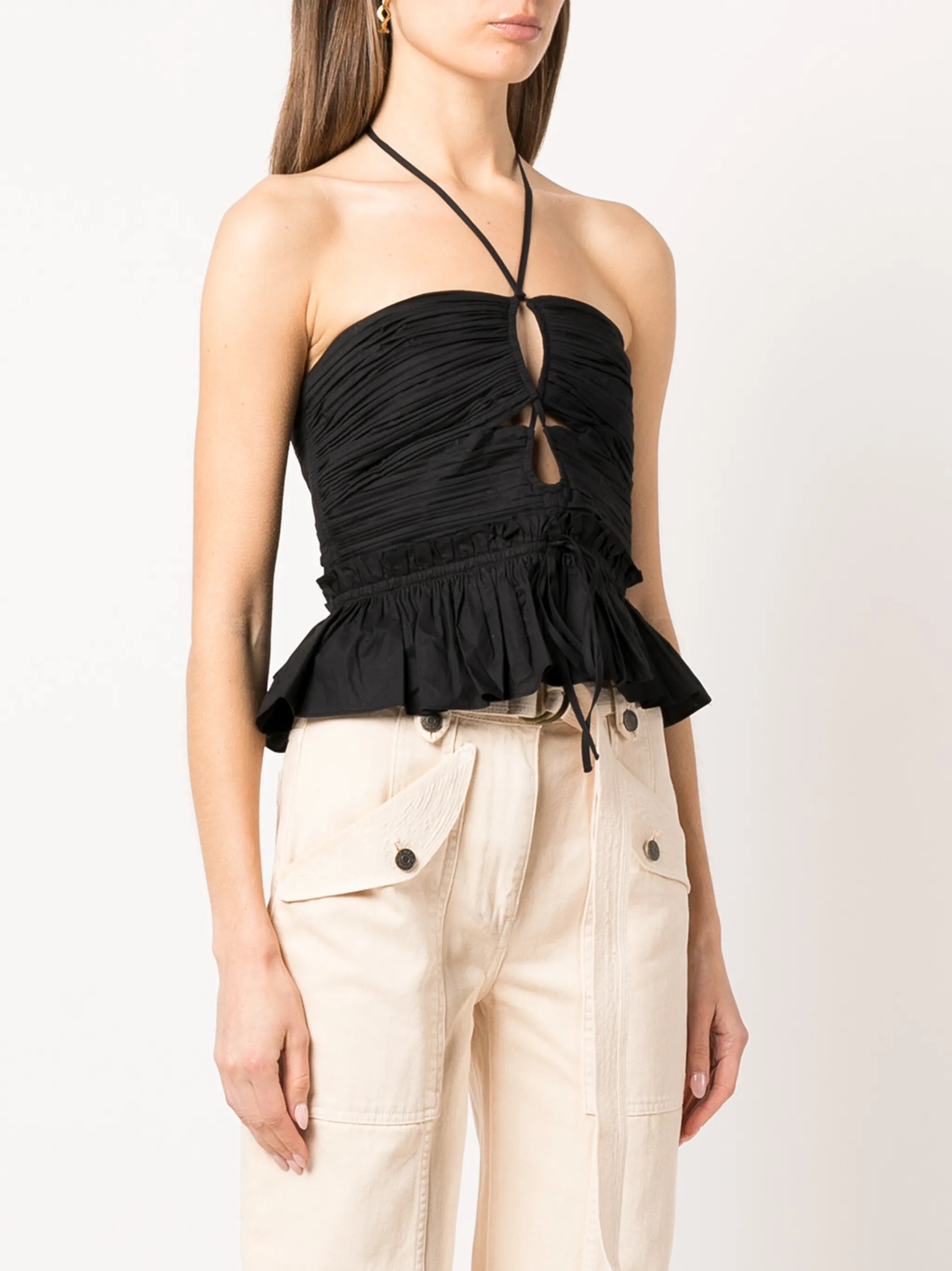 Angelina peplum halter top