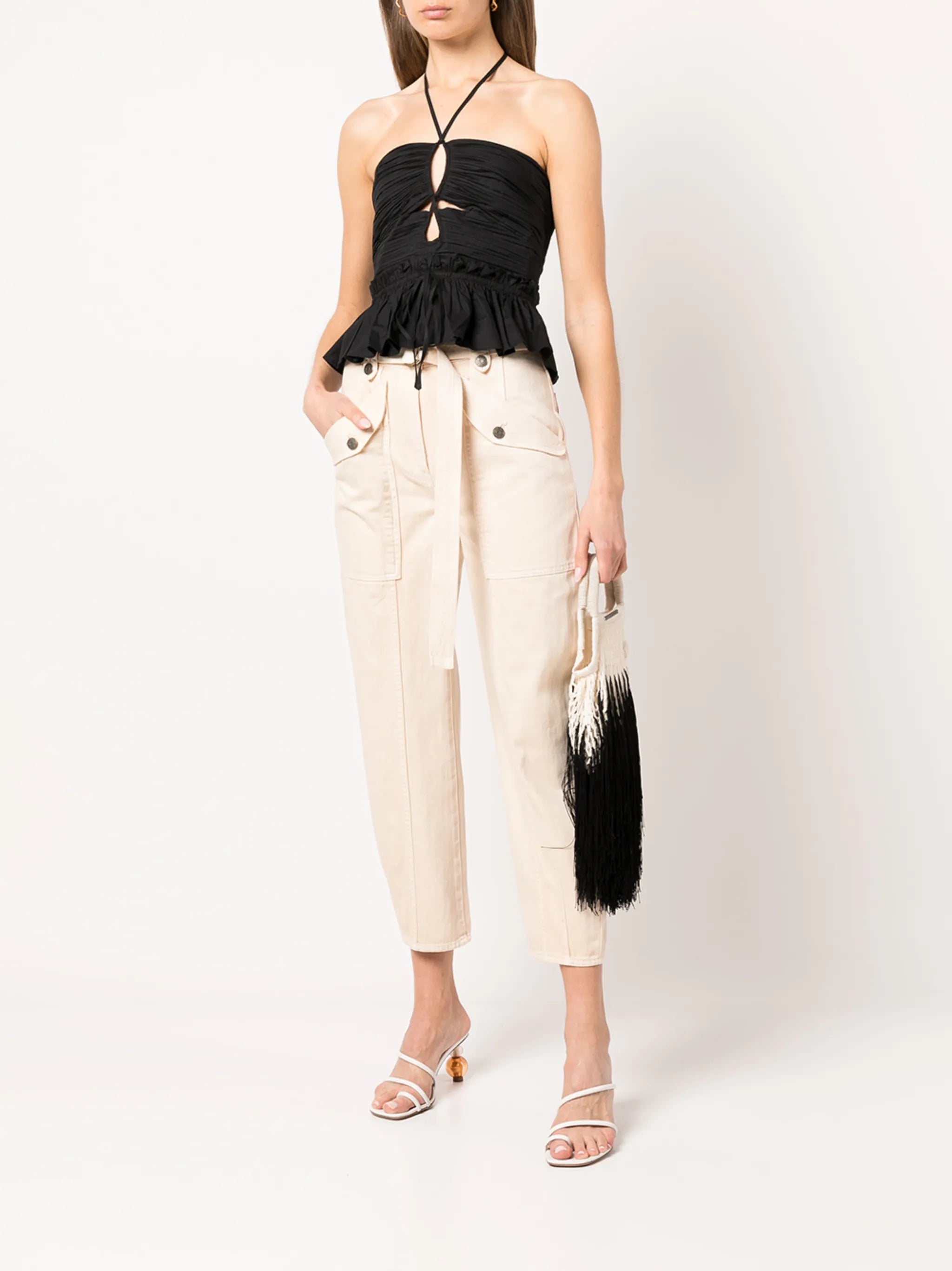 Angelina peplum halter top