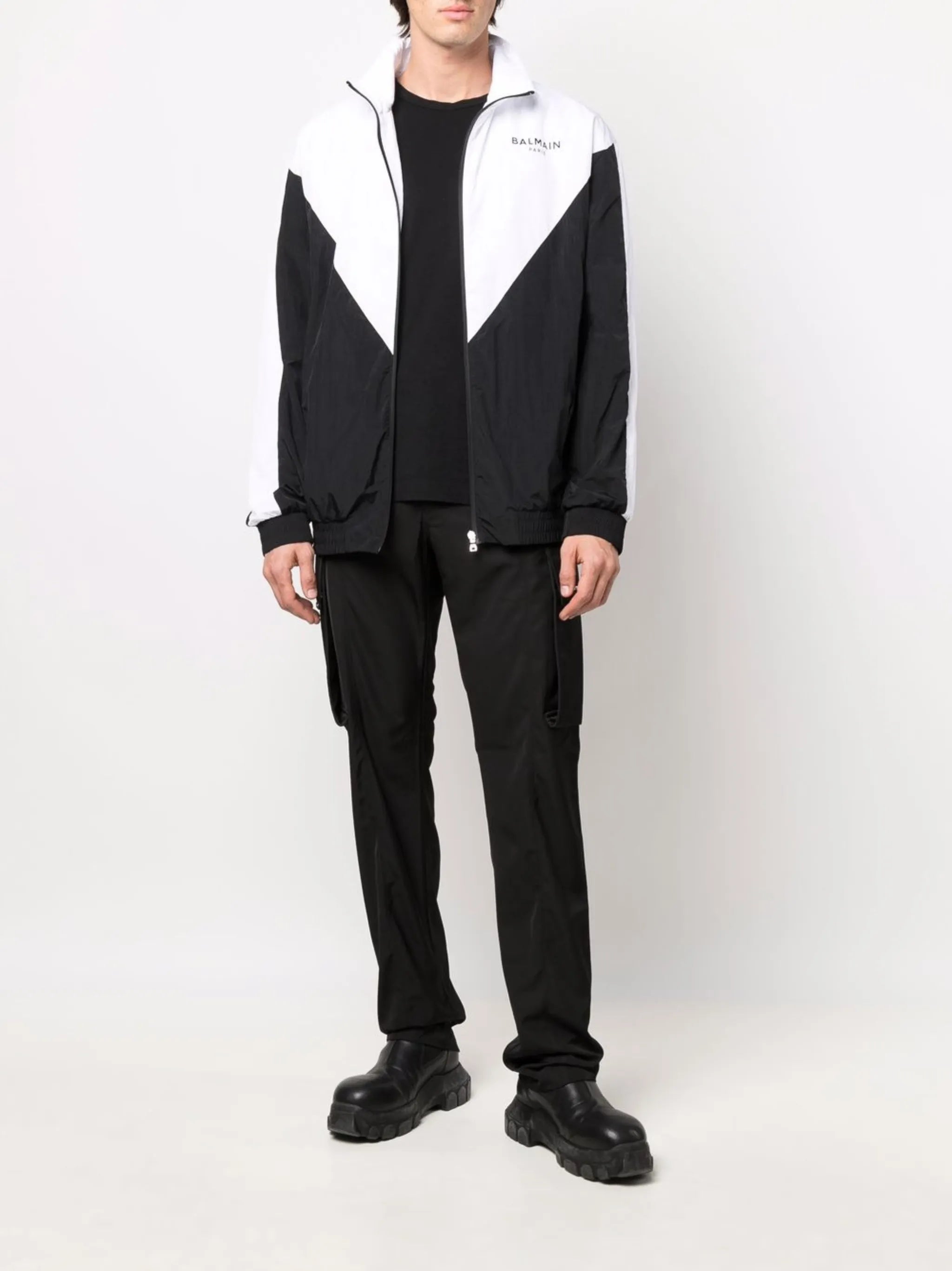 logo-print multi-cut track jacket