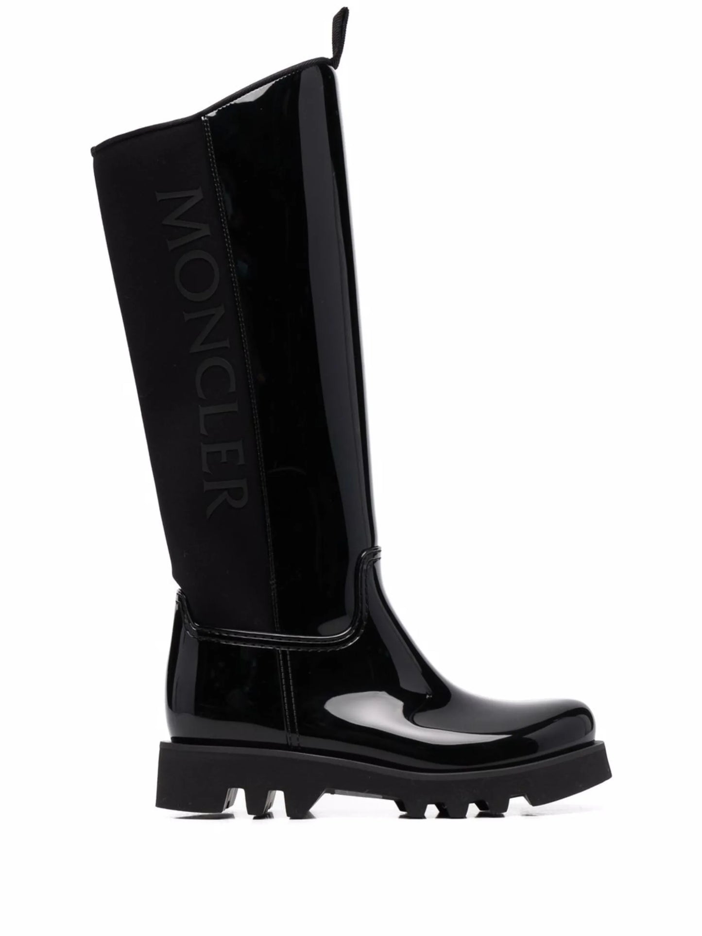 debossed-logo below-knee boots