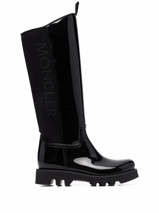debossed-logo below-knee boots