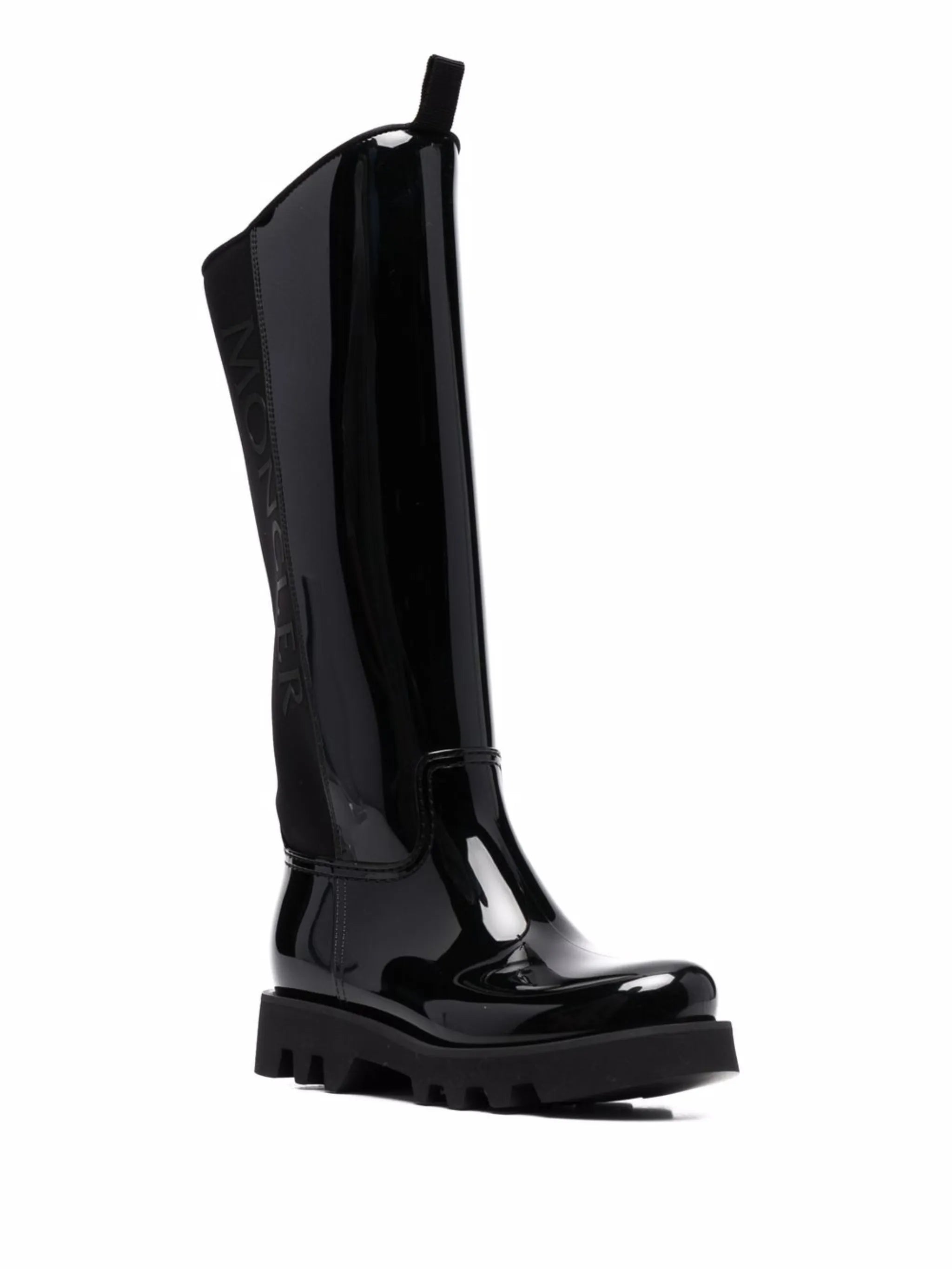 debossed-logo below-knee boots