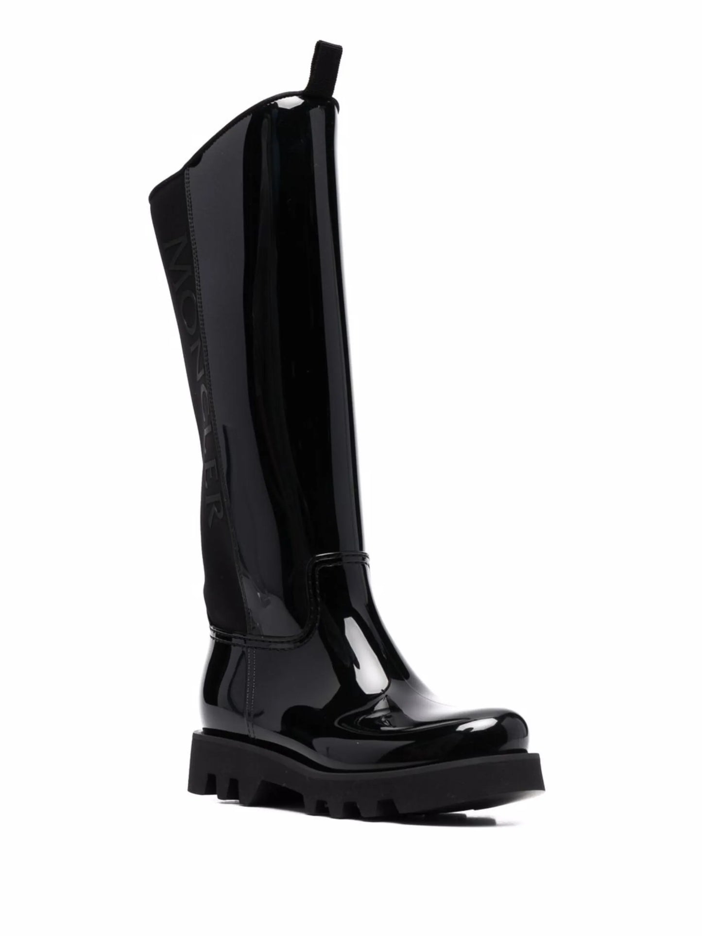 debossed-logo below-knee boots