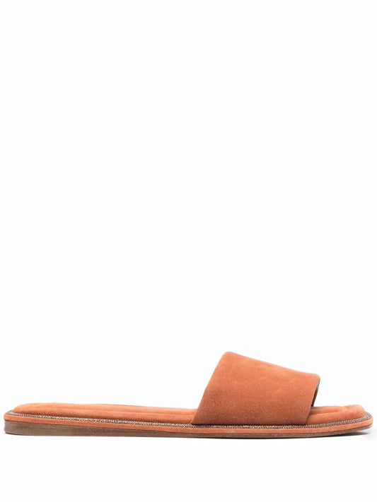 suede-leather slider sandals
