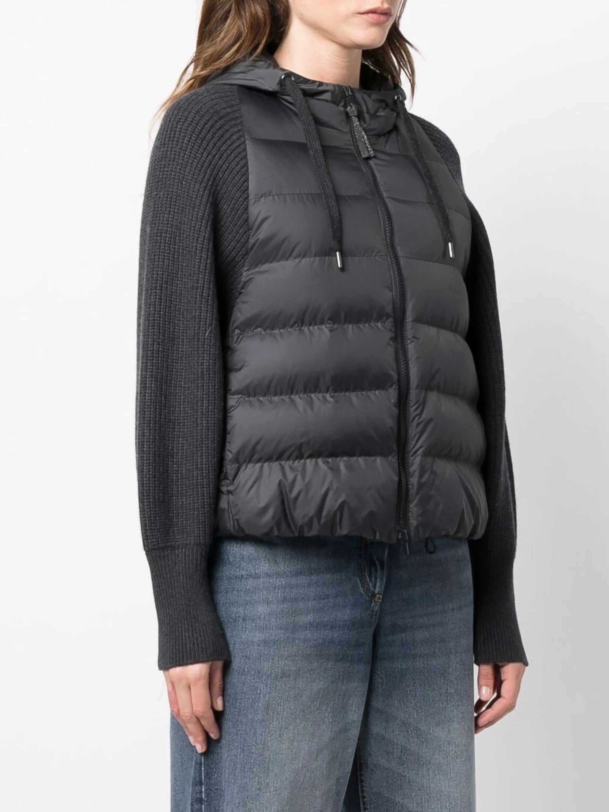 ribbed-knit padded jacket
