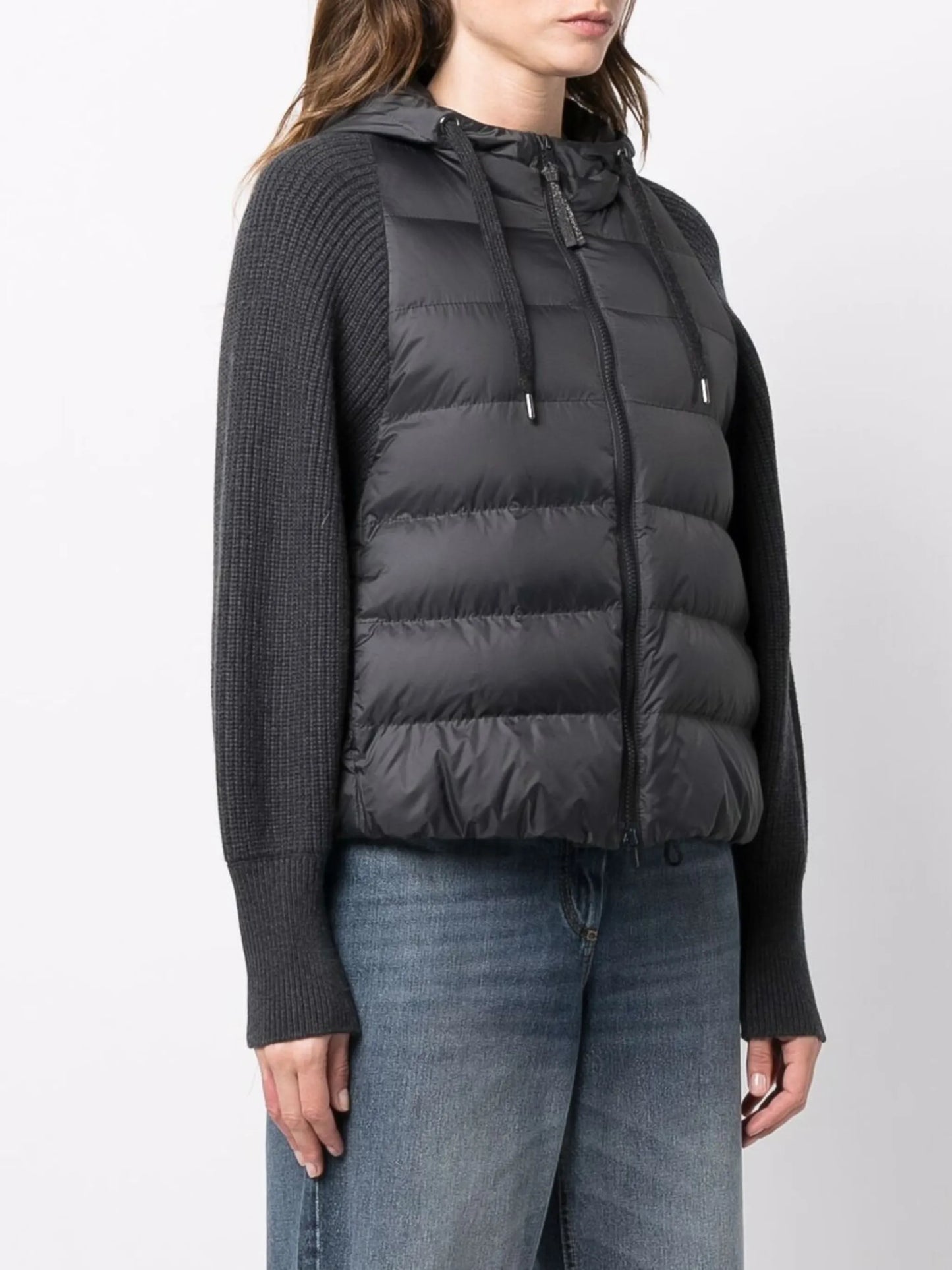 ribbed-knit padded jacket