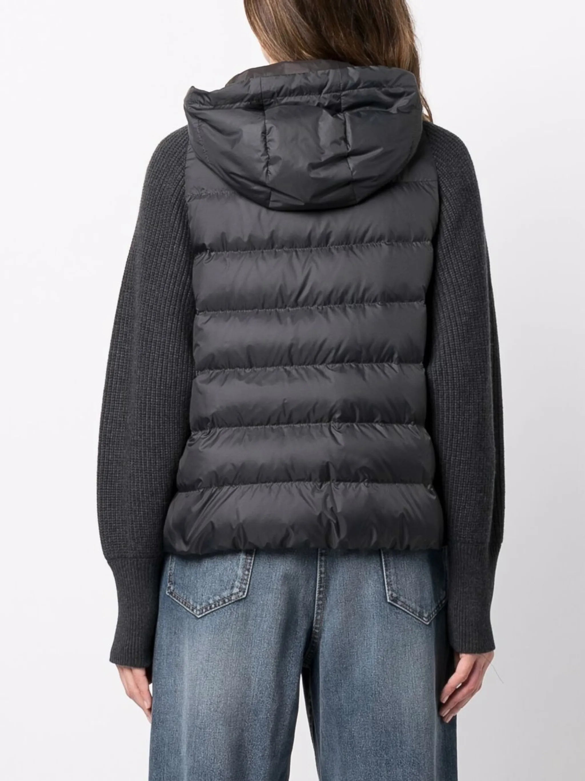 ribbed-knit padded jacket