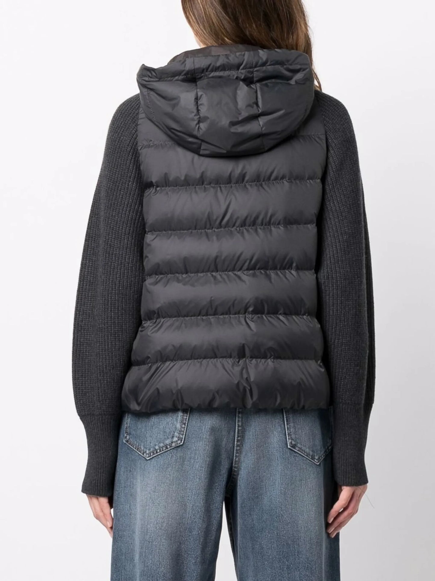 ribbed-knit padded jacket