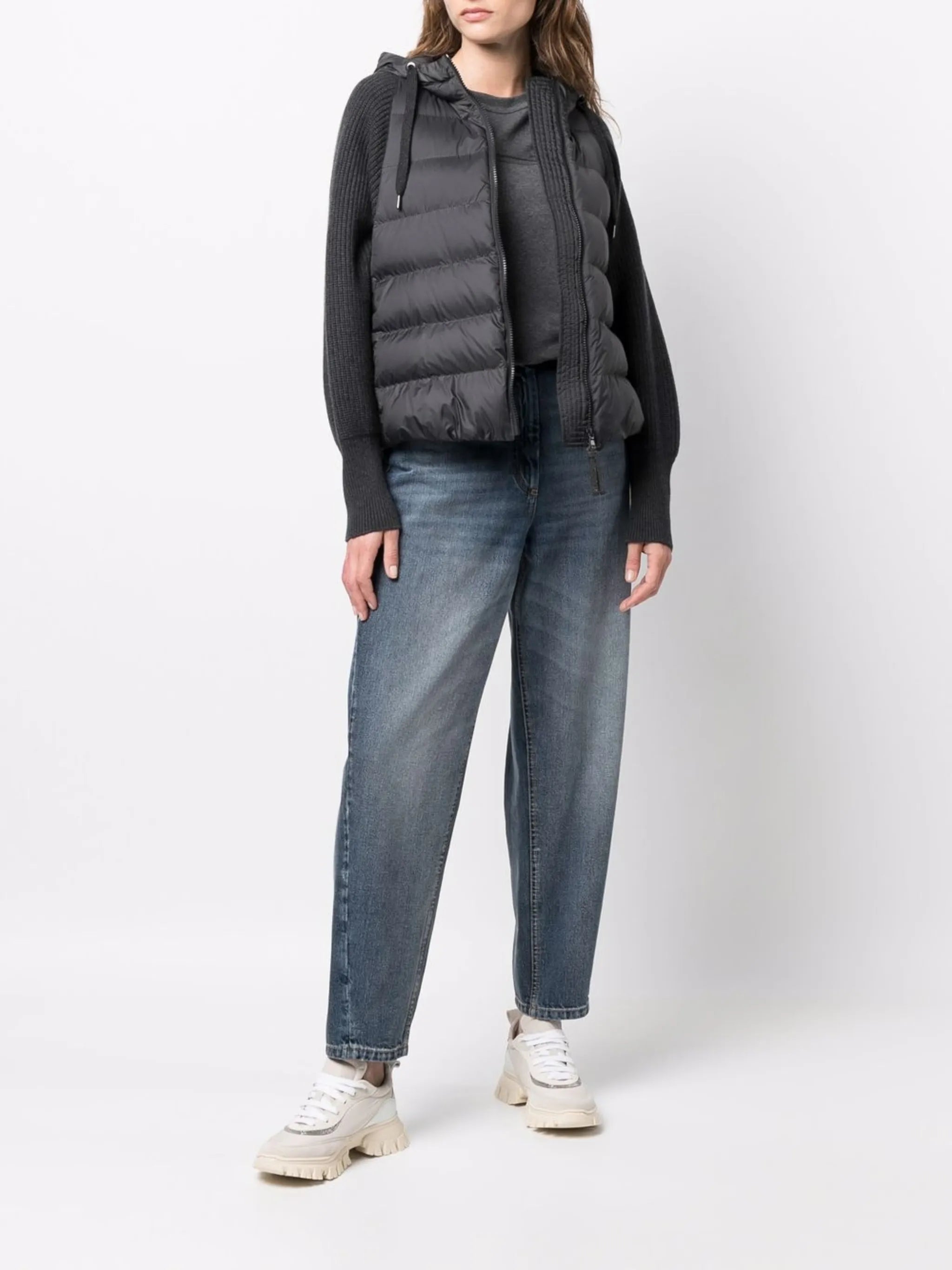 ribbed-knit padded jacket