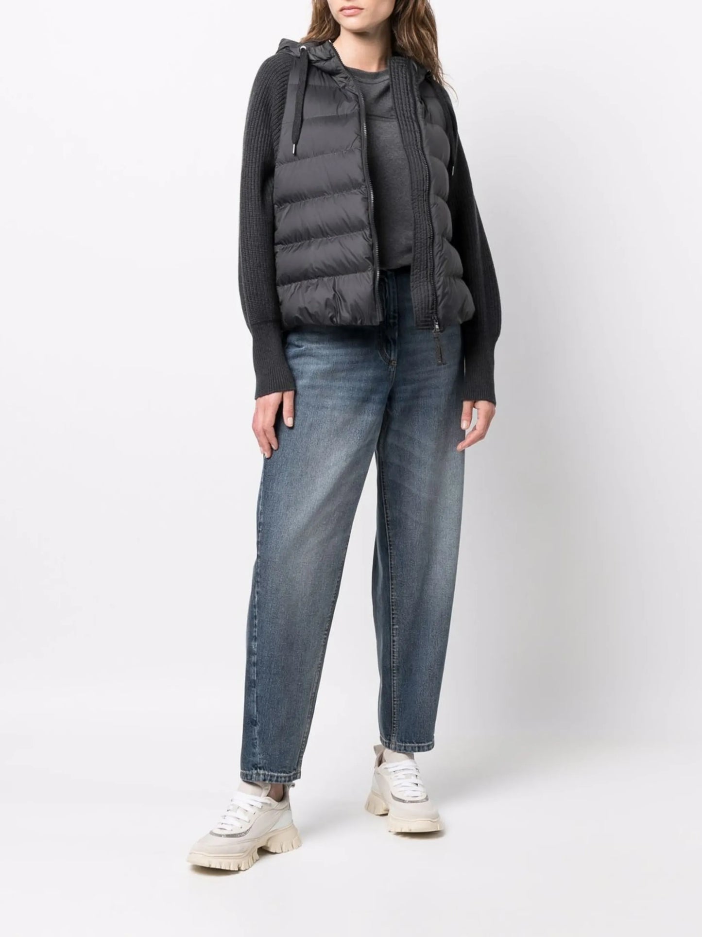 ribbed-knit padded jacket