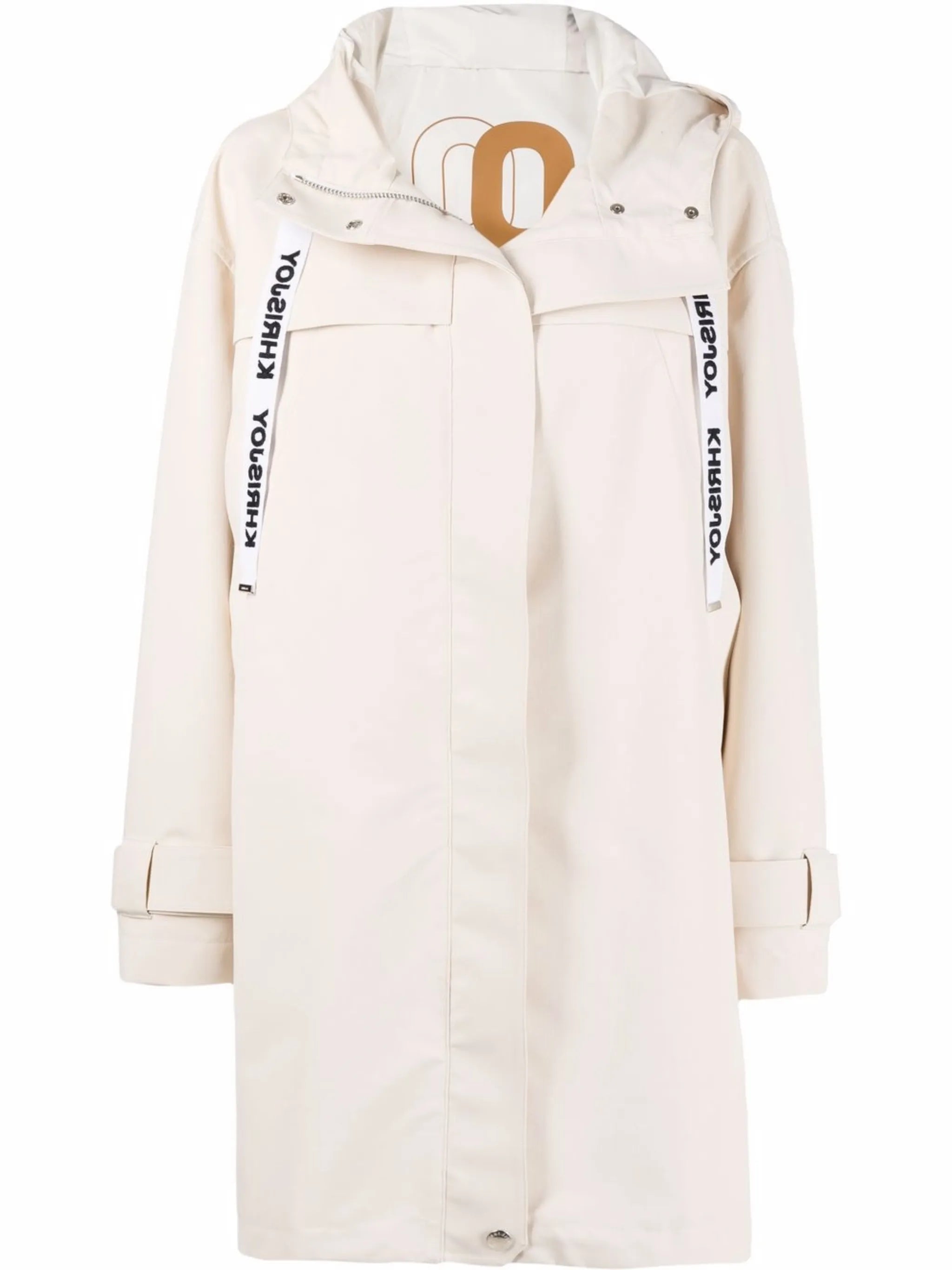 zipped-details hooded rain coat