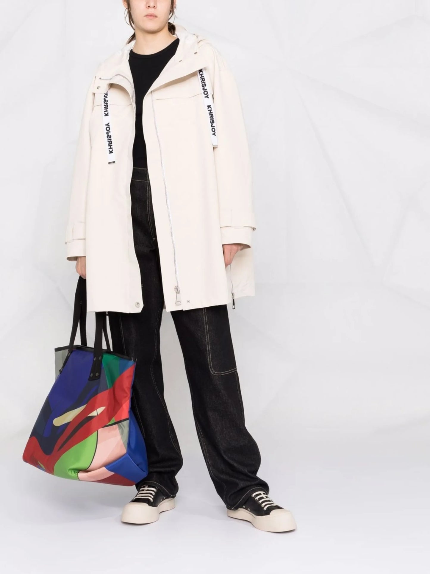 zipped-details hooded rain coat