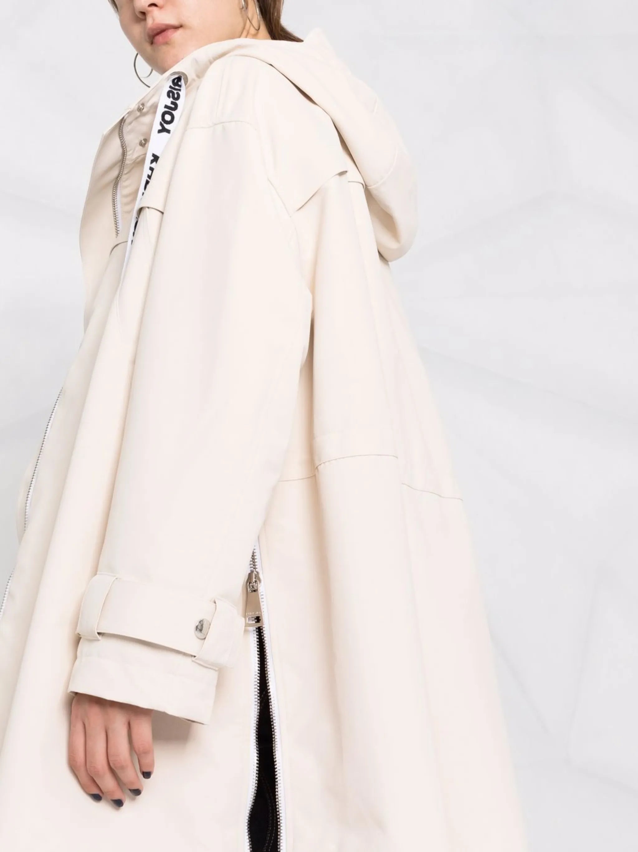 zipped-details hooded rain coat