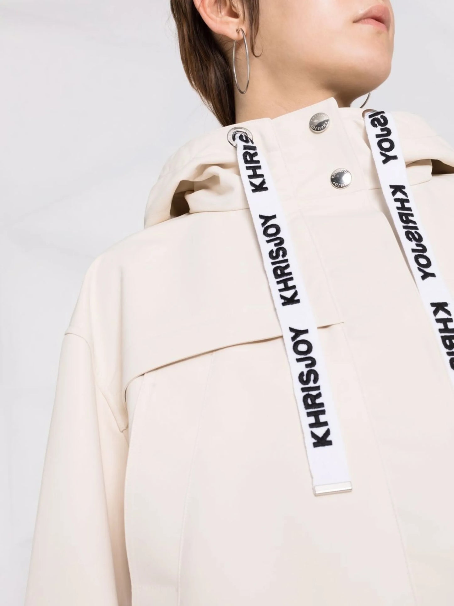zipped-details hooded rain coat