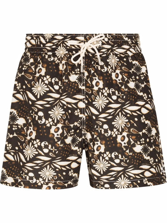 abstract-print drawstring swim shorts