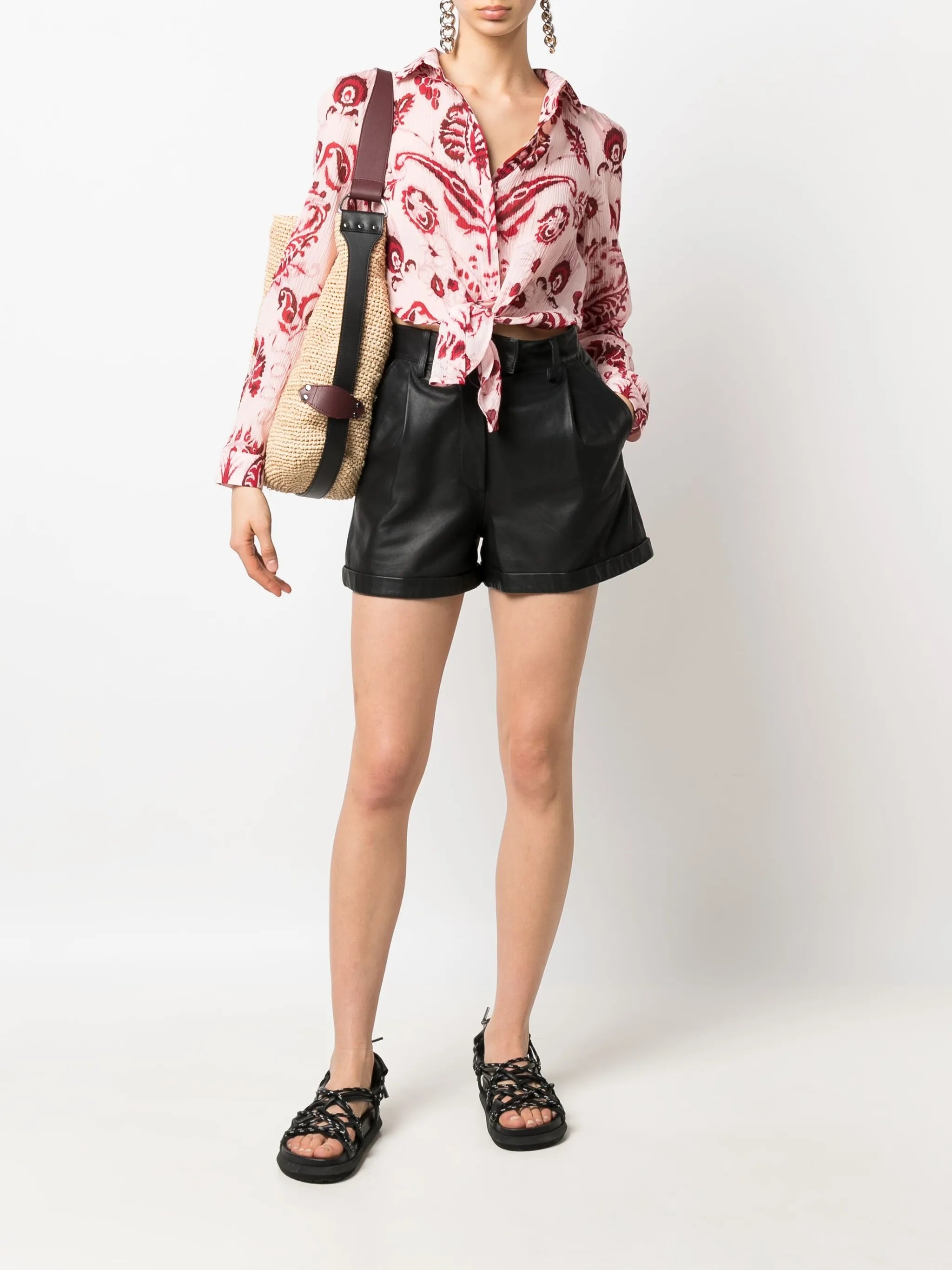 floral paisley-print cropped shirt
